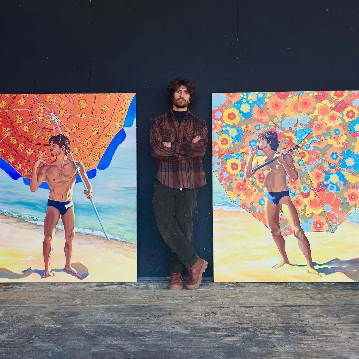 Les deux premiers grands formats de ma série Petit Slip Grand Parasol
160 x 130 cm - acrylique sur toile
Une ode à la nonchalance plutôt qu’un egotrip, même si on dirait le contraire 🙈
Et deux messages à moi-même : qu’importe le qu’en dira-t-on, et arrête de fumer Matt 😘