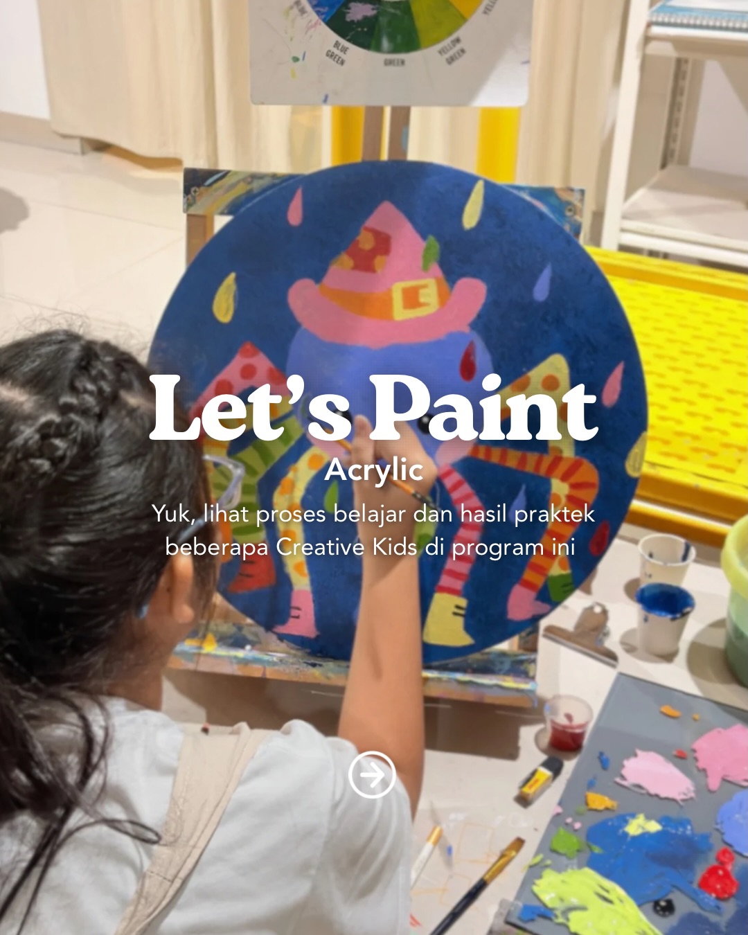 Beberapa proses dan hasil lukisan creative kids yang mengikuti program Let’s Paint (Akrilik)
Disini creative kids belajar teknik dasar dan ekplorasi teknik lukis lainnya <3
#artsybits #letspaint #acrylicpaint #painting #kidspainting