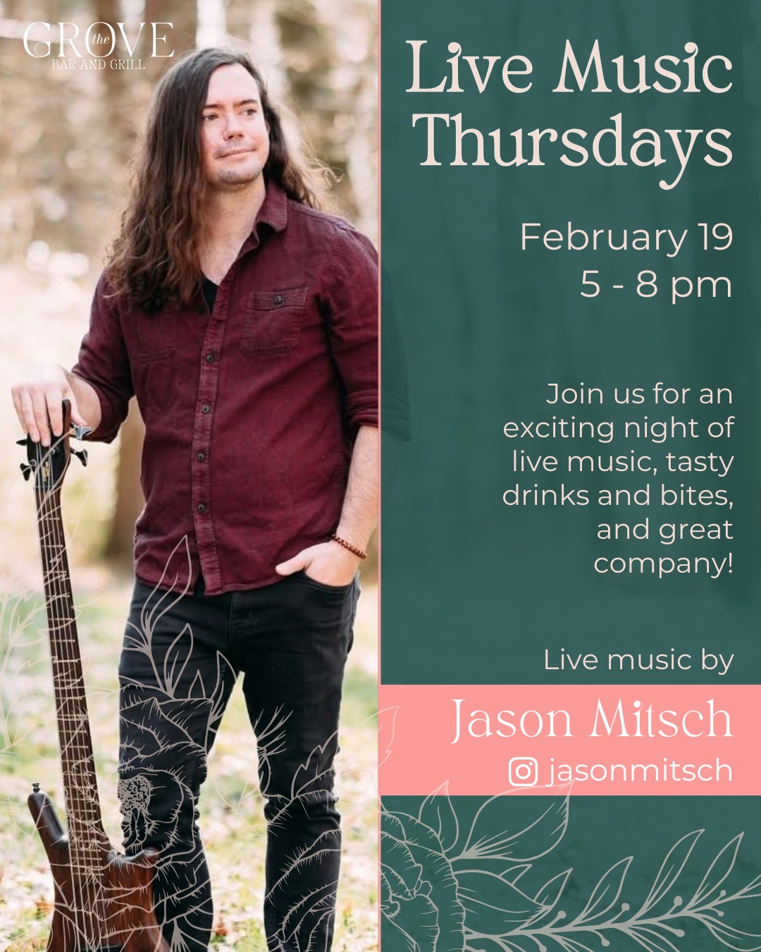 @Jasonmitsch is back behind the mic tomorrow night for Live Music Thursdays! #happyhour #potomacmd #fridayeve #cocktails #visitmoco