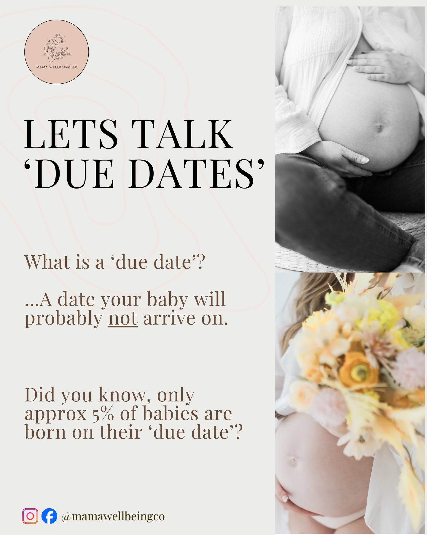 What is a ‘due date’? A date your baby will probably not arrive on… and that’s ok, here’s why:
Only around 5% of babies are born on their estimated due date, because it’s exactly that, an estimate.
Most babies arrive somewhere between 37–42 weeks gestation, a wide window.
Pregnancy dating isn’t an exact science, and normal pregnancy length varies from woman to woman. Some babies simply take a little longer than others.
We are all individual and our bodies aren’t machines, it’s normal that there would be variations in pregnancy lengths.
Some parents find it helpful to think of a ‘due month’ rather than a fixed date, or to plan something lovely on their ‘due date’… After all, there is a 95% chance that you will get to keep your plans.
Did you know only around 5% of babies arrive on their ‘due date’?
A wee personal share, my babies arrived spontaneously at 40+6 and 41+1. When did your little ones come?
#duedate #estimatedduedate #pregnancyeducation #hypnobirthingFalkirk #hypnobirthingStirling