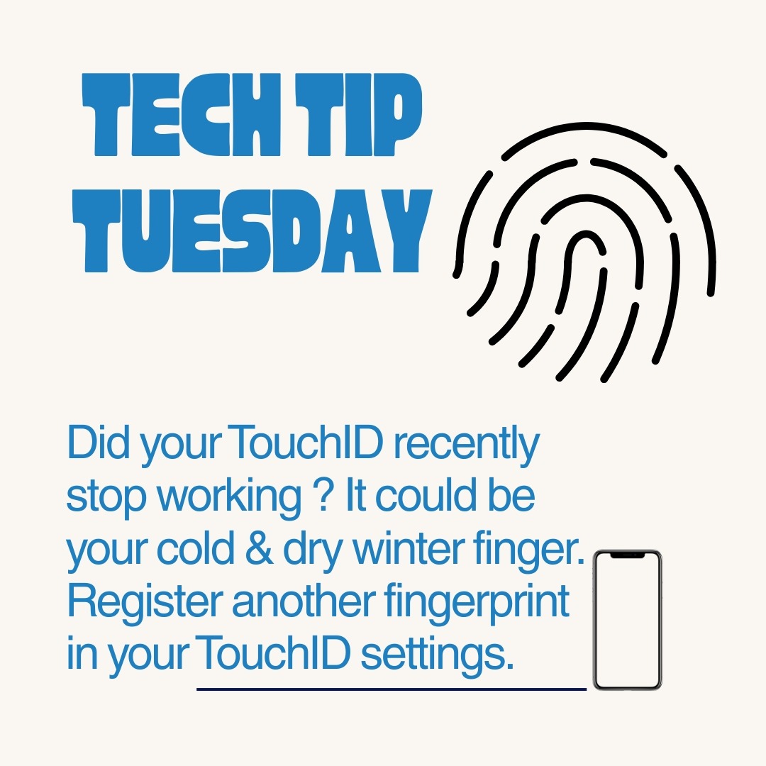 Dry and cold skin reduces blood flow to the fingertips and skin flexibility. This causes the Touch ID to have a hard time reading the micro ridges in your fingerprint.
When all the warming up and moisturizing still doesn’t make your TouchID work register a winter fingerprint in your TouchID settings. Keep the current fingerprint in the settings for when your hands are warm and moisturized.
#techtips #helpingothers #helpelderly #techforseniors #sandwichgeneration