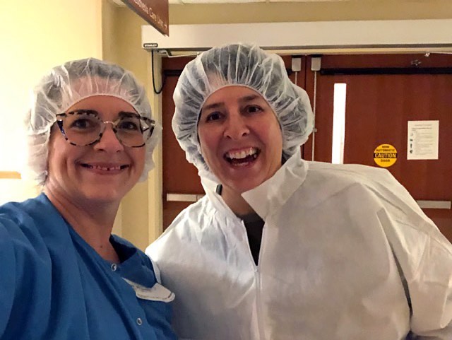 My life is glamorous! At least the client looks good in scrubs! #livingthedream