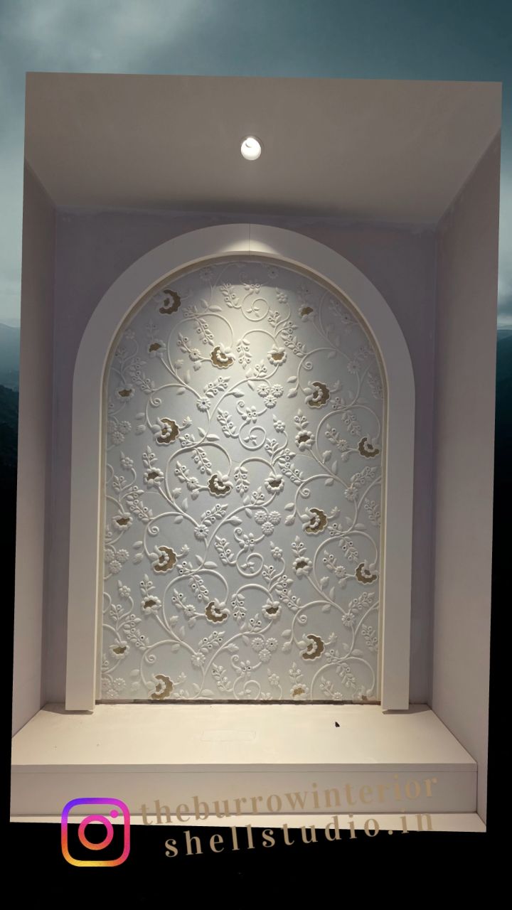 Exclusively hand crafted Mandir backdrop and Metal & glass mandir door.
Every design has a story !! !!
#mandirdesign #interiordesign #theburrowinteriors #shellstudio.in #gurgaonrealestate