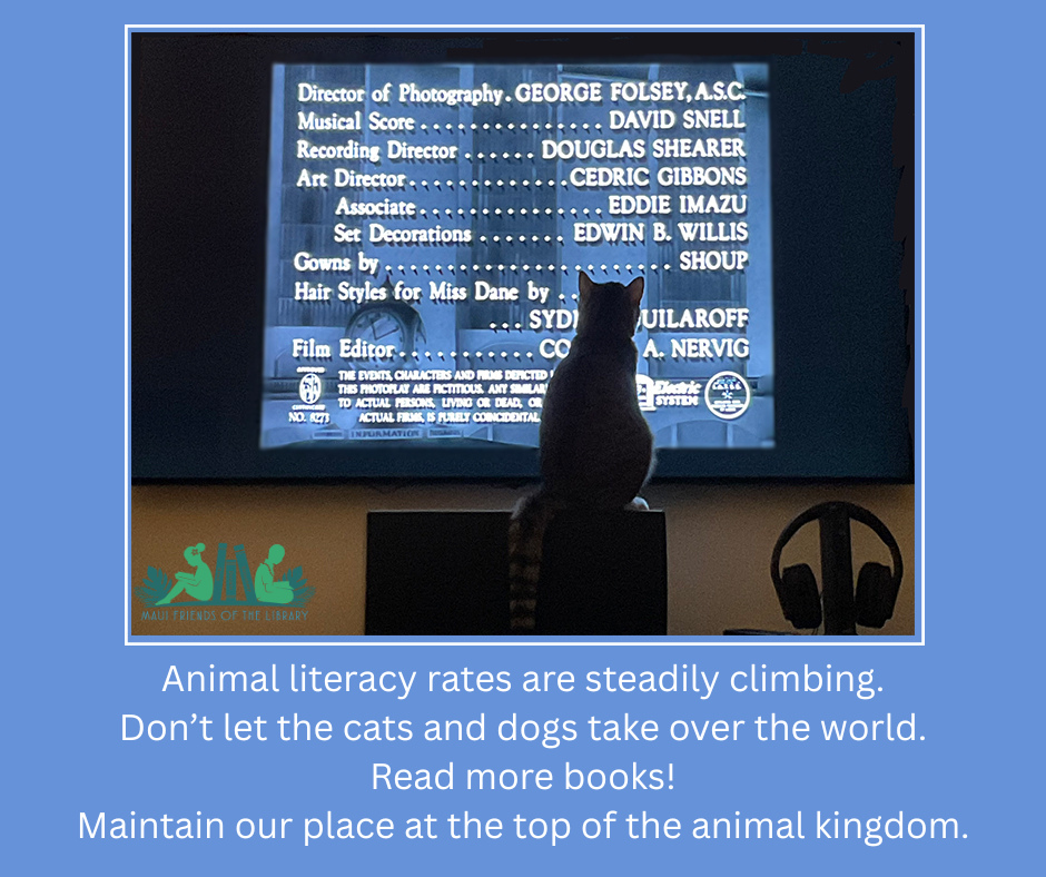 Don’t let them catch up! READ MORE BOOKS!!📘📕📗
Maui Friends of the Library has thousands of books in every genre and all proceeds go to supporting our local Maui public libraries.
Locations:
Kihei at 95 E Lipoa
Kahului at Queen Ka’ahumanu Center
Pu’unene at East Camp 5 Rd
#MauiFriendsoftheLibrary #MFOL #MauiBooks #MauiBookstore #UsedBooks #SupportLocalMaui #BookLovers #Mauinonprofit #Hawaiianbooks #reader #booklover #books #reading #read #kidsbooks #booklovers #usedbooks #Hawaiiana #Mauireads #Mauibooks #libraries #greatreads #beachreads #Mauilocal