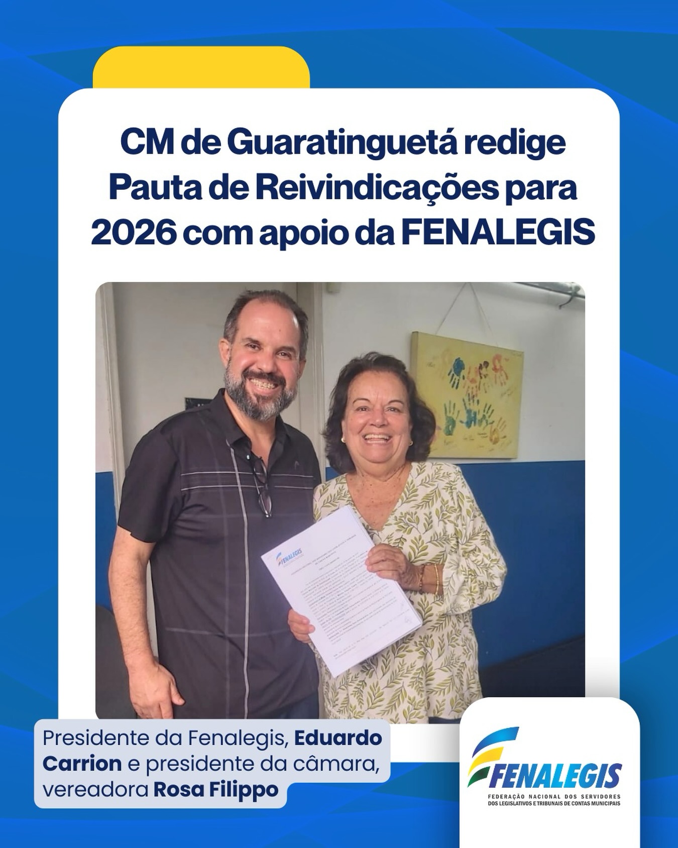No dia 20 de janeiro de 2026, os servidores da Câmara Municipal de Guaratinguetá (SP) se reuniram para Assembleia Geral e redigiram a Pauta de Reivindicações para 2026.
O presidente da Fenalegis, Eduardo Carrion, participou da assembleia, auxiliou na redação do documento e, após a aprovação do texto pelos servidores, entregou o documento para a Presidente da Casa, a vereadora Rosa Filippo.
.
.
#guaratingueta #fenalegis #legislativomunicipal #servidorpublico
