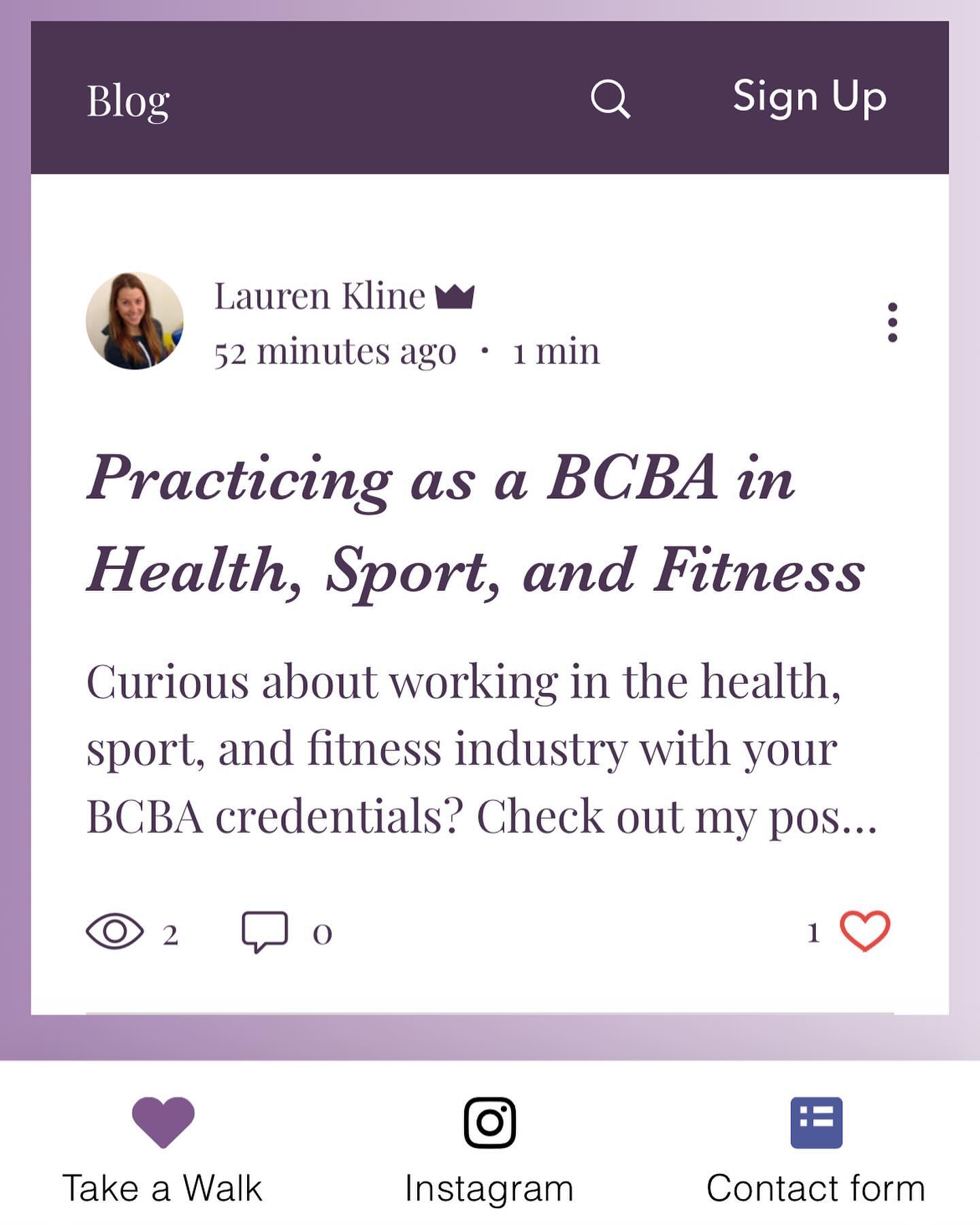 Hi there 👋🏼 many questions recently about practicing in Health, Sport, and Fitness as a behavior analyst. Check out the blog I wrote in 2022! Link in profile 🔗 #zetawellness