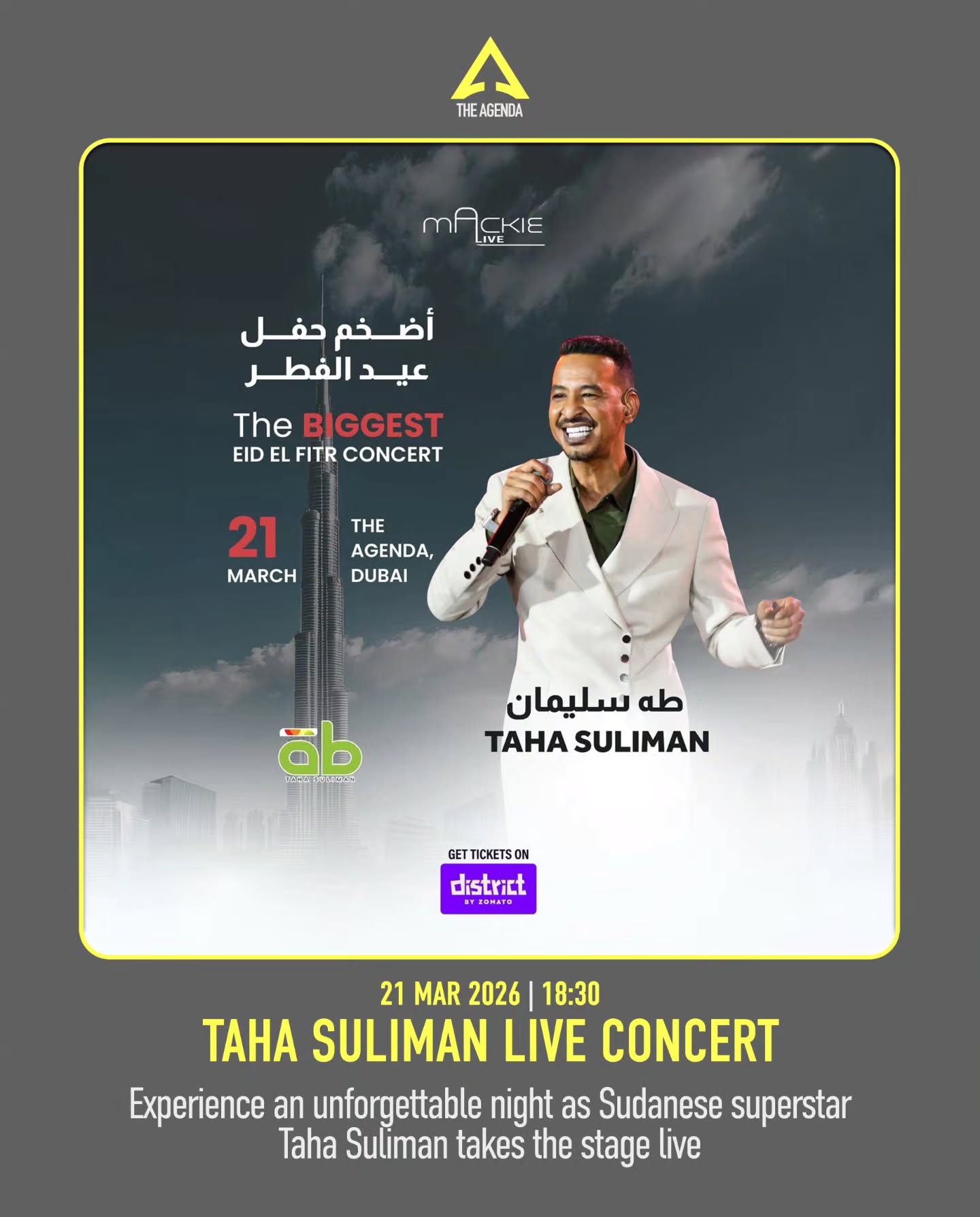 March & April are LOADED at The Agenda 🔥
From live concerts and stand-up comedy to world-class boxing and legendary DJs — this season is built different.
🎤 Taha Suliman
🌟 Yulduz Usmonova
😂 Ahmed Amin
🥊 Eisa AlDah vs Kell Brook
🎧 ATB
🎶 Boris Grebenshikov
Dubai, are you ready?
To know more about upcoming events and get your tickets, visit:
🌐 www.theagenda.com
#TheAgendaDubai #DubaiEvents #WhatsOnDubai #LiveInDubai #DubaiNightlife DubaiConcerts