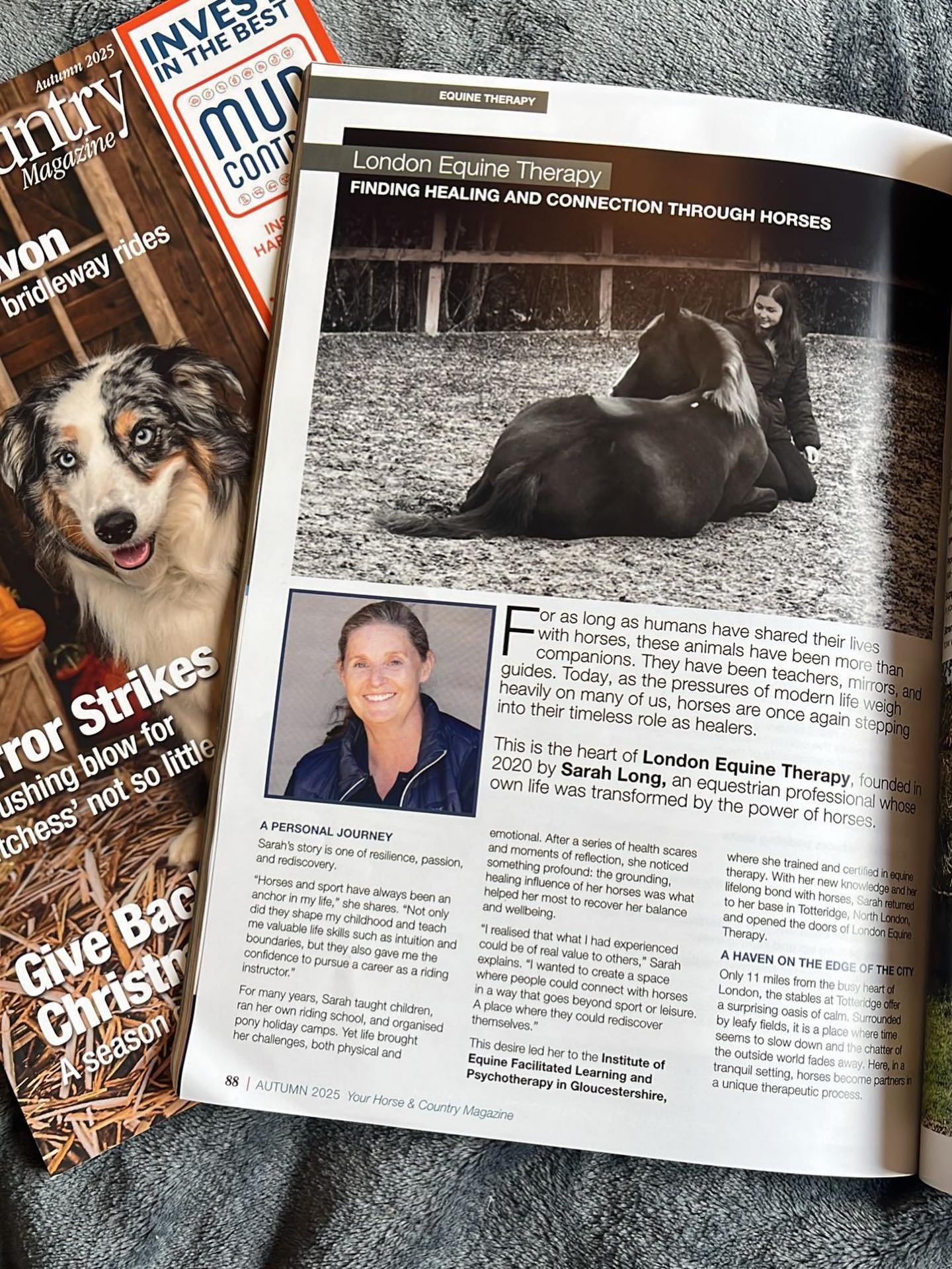✨ We’re in print! ✨
We’re so excited to share that our article about London Equine Therapy is now published in Horse & Country Magazine, Autumn 2025 edition 🐴🍂
In this feature, we talk about:
— how horses support emotional healing
— our approach to equine therapy
— why connection, safety and presence are at the heart of everything we do
— and how our Totteridge space became a haven for reflection and growth
It’s incredibly special to see our work represented in a national equestrian magazine and to help raise awareness about the depth and impact of equine therapy.
Thank you to everyone who has been part of this journey — our clients, our herd, and our wider community. This is your story too 🤍
If you get your hands on a copy, let us know what you think!
With gratitude,
The London Equine Therapy Team 🐎✨
#LondonEquineTherapy #EquineTherapy #HorseAndCountry #HealingWithHorses #YearOfTheHorse