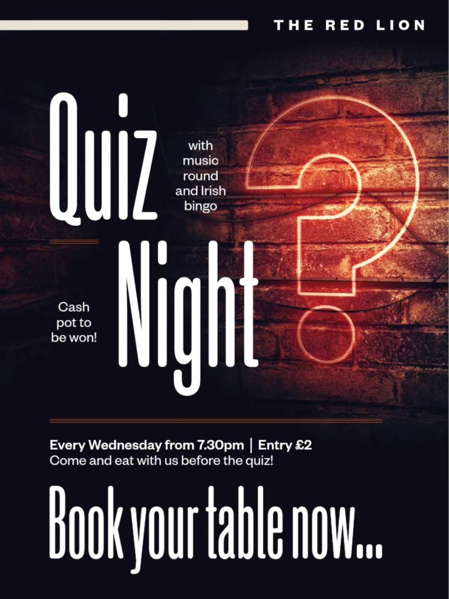 Don't forget our Quiz Night with Music round and Irish Bingo every Wednesday from 7.30pm🤩
#quiz #quiznight #quiztime