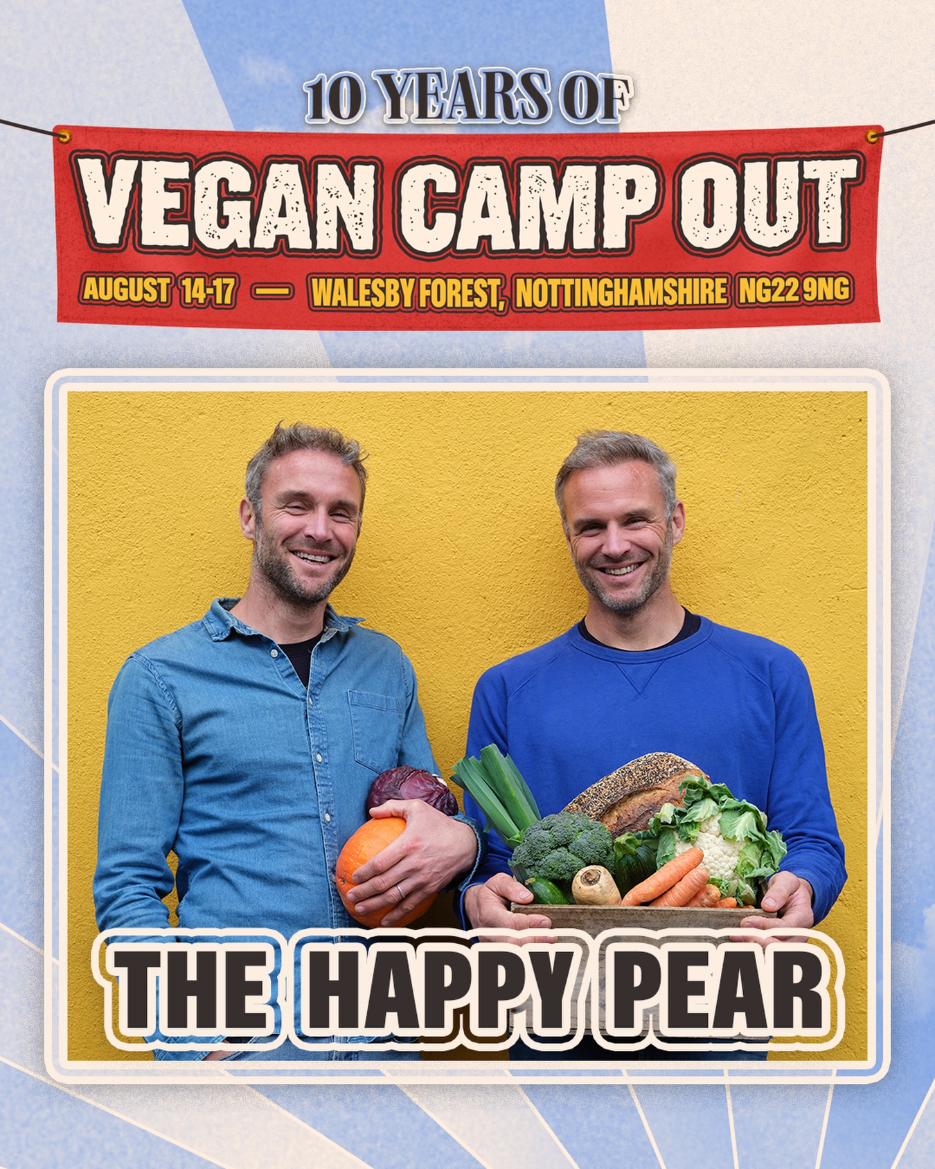 The Happy Pear are coming back to VCO! 😁🍐
We’re Dave and Steve, identical twins from Greystones, Co. Wicklow, and founders of The Happy Pear. What started as our shared passion for plant-based living has grown into a mission to build community and help people eat more veg. For over 20 years, we’ve inspired healthier, happier living through our cafés, farm, plant-based food products, books, online courses, and events. From simple recipes to practical lifestyle tips, our goal is to make eating plants easy, delicious, and joyful - and to bring people together through food and community.
🎫 All tickets available from the link in our bio - Festival Tickets, Glamping, Tent Hire, On-Site Activity Pass, Coach Travel & Spa!