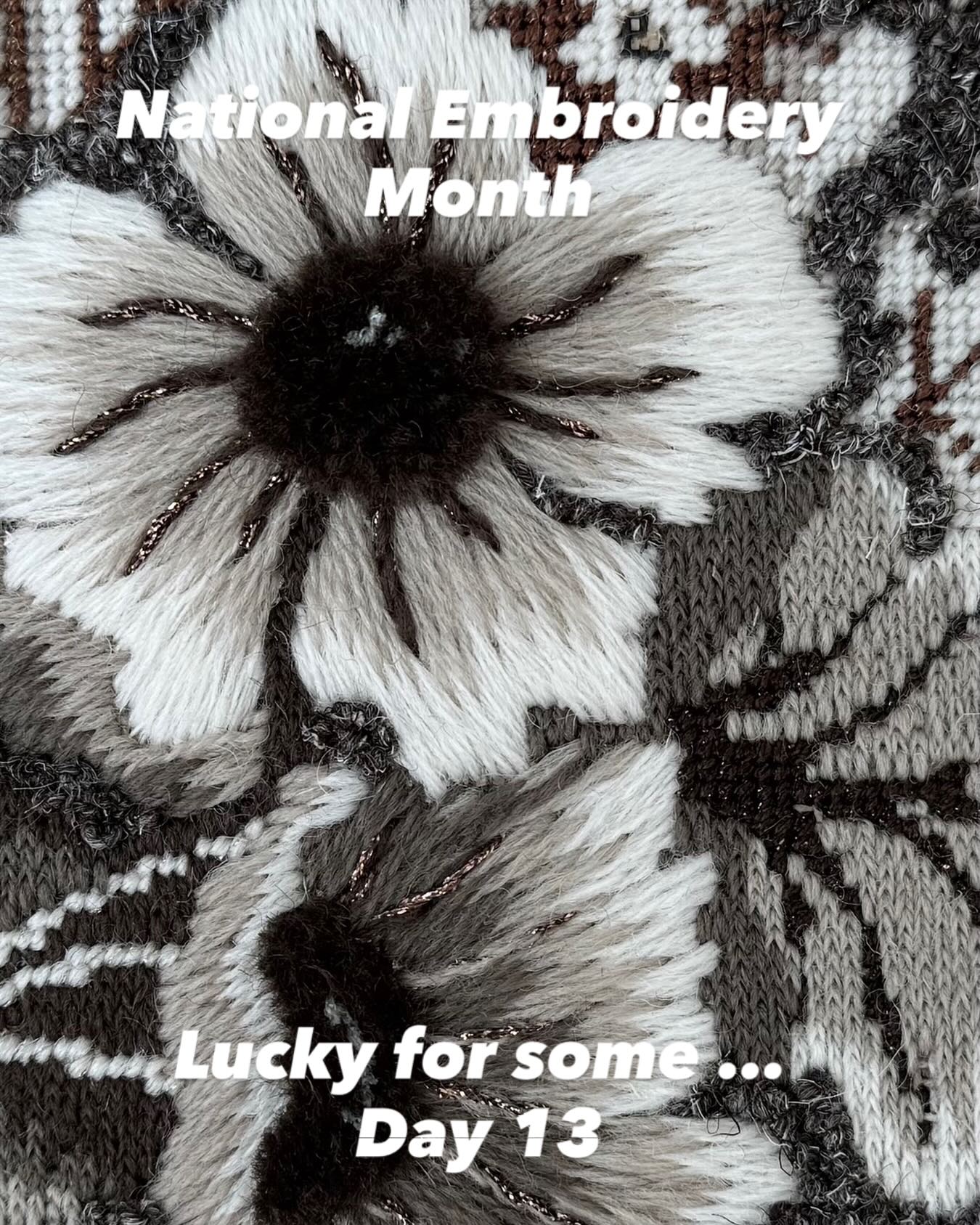 Day 13 (lucky for some) of National Embroidery Month. Celebrating the mighty stitch 👊🏼🪡 #nicolajarvisstudio #nationalembroiderymonth