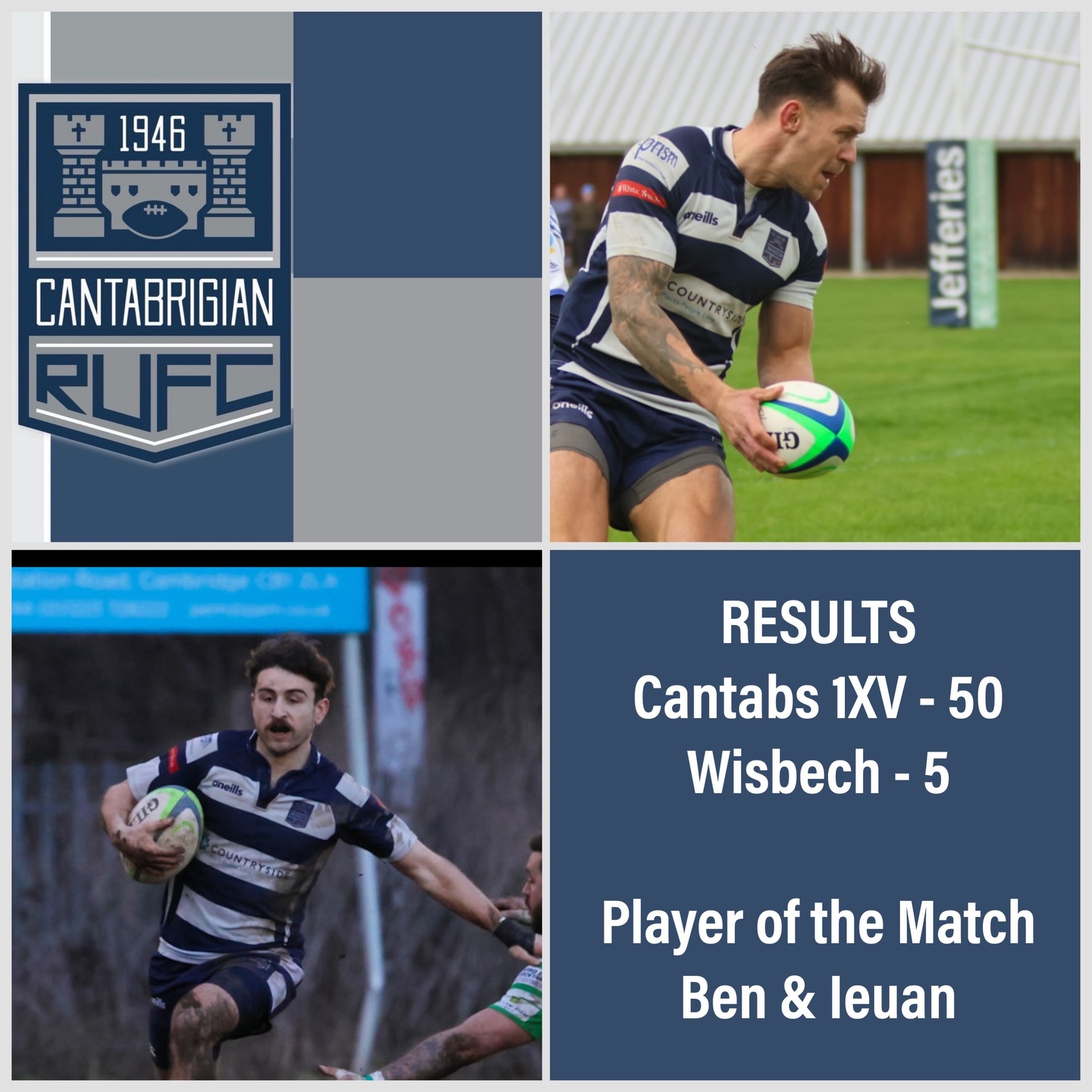 💥RESULTS💥
A big win for the 1XV up against Wisbech today! A hugely physical game, but we stuck at it 💪🏻
Congratulations to our Players of the Match - Ben Stapleton @i_am_stapes & Ieuan Williams @ieuanw123 🎉
📸 @bwsportsphotography
#rugby #cantabs #cantabsrugby #socialrugbyincambridge #cambridge