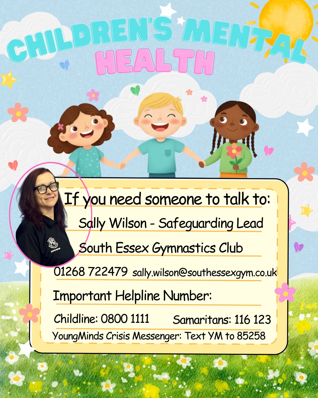 Your mental health matters to us. 🧠💚
We’ve updated our contact points for anyone needing a chat or extra support. Save this post or find the poster up at the club! 📍
Sally Wilson - Safeguarding Lead | sally.wilson@southessexgym.co.uk
📞 Club Office: 01268 722479
☎️ Childline: 0800 1111
#EveryMindMatters #Safeguarding #GymnasticsUK #SouthEssex