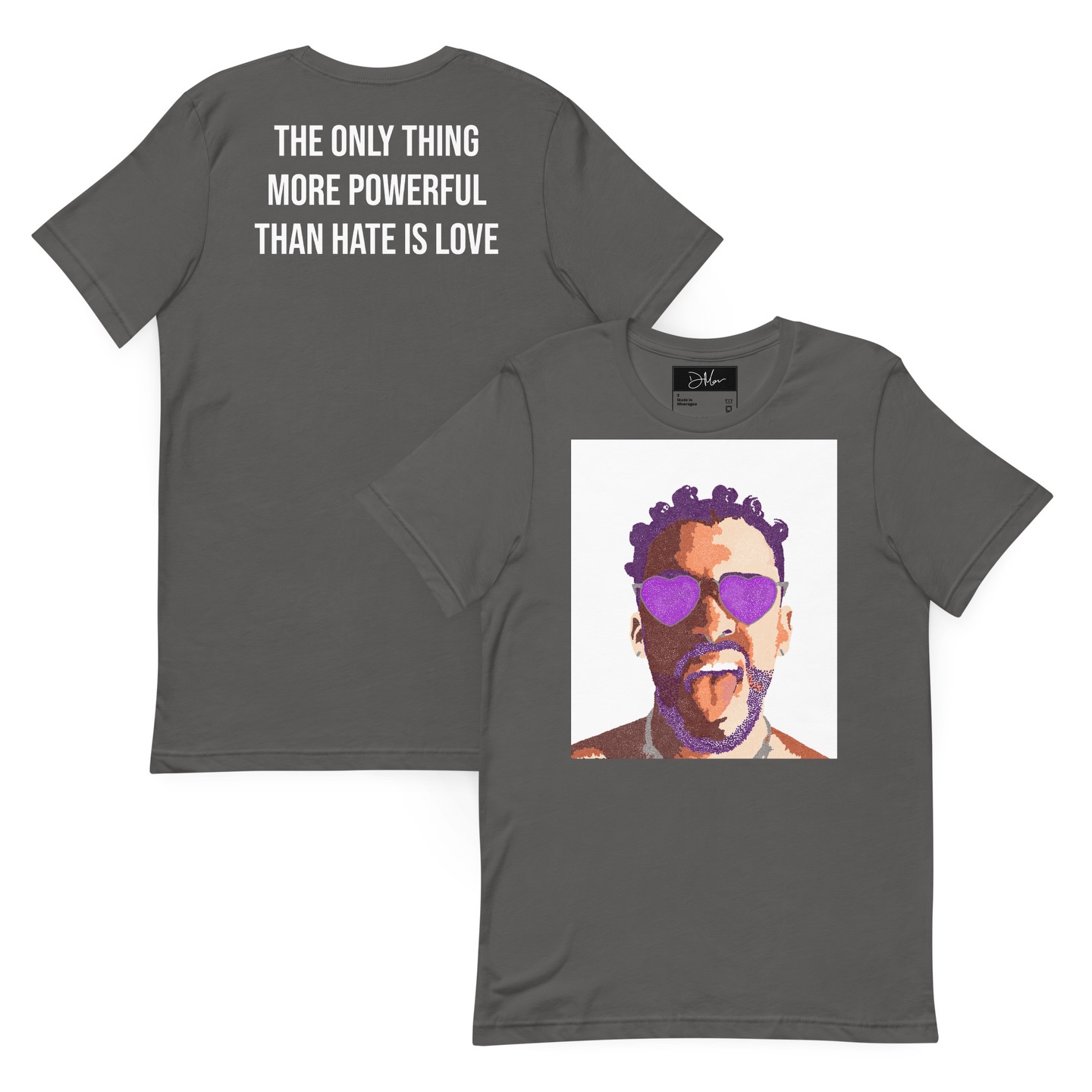 My Benito tee got an upgrade - an iconic look, now with a message that matters most.
“The only thing more powerful than hate is love.” Wear the vibe, share the love.
✌🏽💜🎨