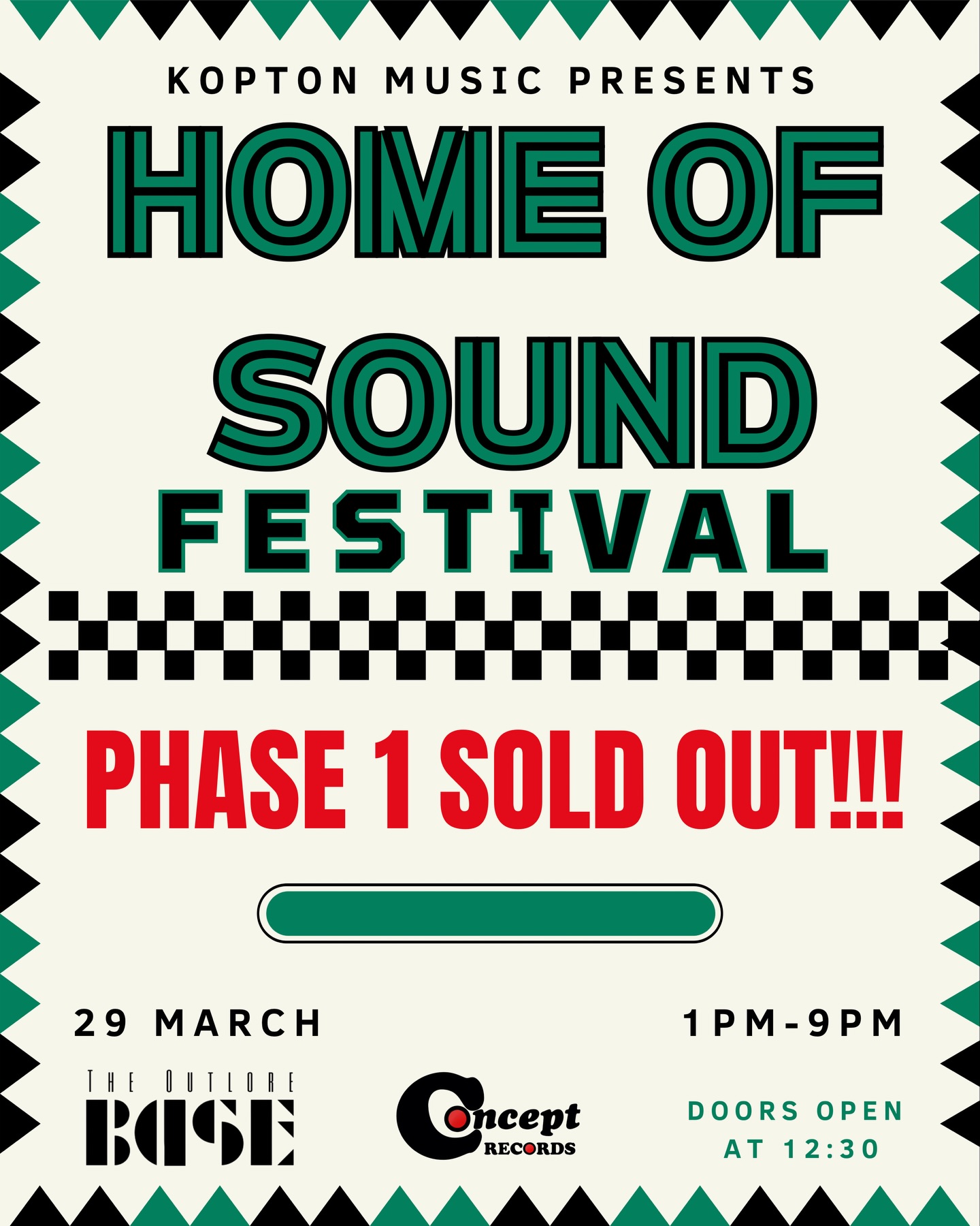 WELCOME TO GENERAL!🇿🇦🏁🔥Phase 1 and Early bird are officially sold out! We’re so excited about the support we’ve received for this event so far! We’re now on the final leg of the Home of Sound Festival, so make sure you grab these last few tickets for General Access for the 29th of March at the @theoutlorebase in Cape Town!🌊Tell a friend to tell a friend!💚Tickets are on Quicket or the link in bio!
#homeofsoundfestival #koptonmusic #capetown #capetownjazz #livemusic