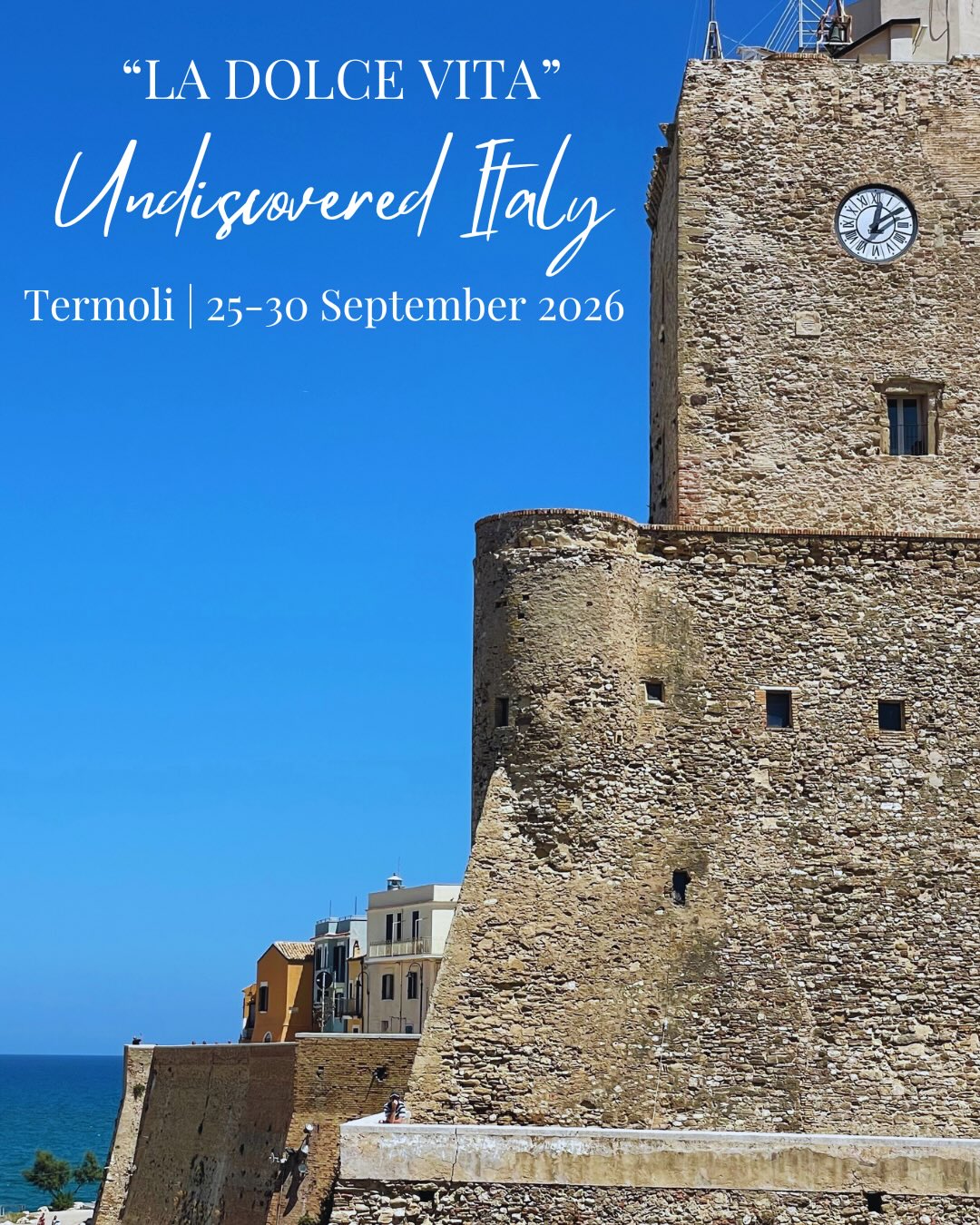 “LA DOLCE VITA - UNDISCOVERED ITALY”
***Culinary & Cultural Travel Experience***
Termoli | Molise & Abruzzo | Italy 🇮🇹
25–30 September 2026 | Third Edition
Join us this September for 6 memorable days of slow living — authentic Italian cooking, incredible food, coastal adventures, historic villages, wine tastings, olive groves, artisan visits, breathtaking landscapes and golden sunsets in one of Italy’s most undiscovered regions, the beautiful hidden gems of Molise & Abruzzo.
BOOKINGS NOW OPEN - LIMITED SPACES!
• 5 nights (full board) from £1500pp
• Solo travellers, couples and friends all welcome
• NEW ITINERARY suitable for repeat guests
• Flights currently very affordable
Get in touch to register your interest: adele@mammalina.co.uk
Or visit www.mammalina.co.uk | LINK IN BIO
Can’t wait to welcome you in my Bella Italia 🇮🇹❤️
Adele x
#italy #italianholiday #travelitaly #molise #slowliving