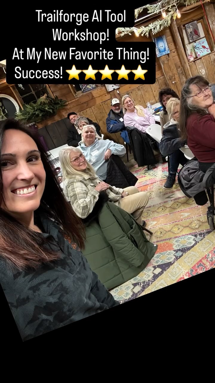 Another small biz workshop in the books! Thank you to @mynewfavoritethingdecor for the wonderful hospitality, you have a wonderful group of vendors ready and willing to learn new things!
My favorite part of facilitating this one was hearing “wow! I didn’t even give it that much information!” And “I already saved everything, this is great!”
They spent most of the time playing with the Trailforge AI tools I’ve built, 2 totally new ones too! Want to learn more?
I have a virtual version coming up February 19. save your spot on my website www.trailforgemarketing.com
Hope to see you there!