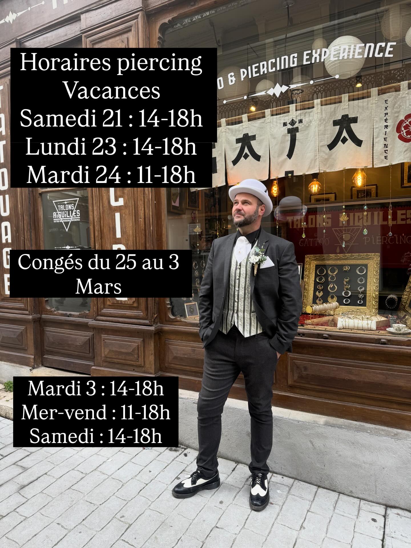 ✨Horaires Piercing ✨
Ouverture exceptionnelle lundi 23 de 14h à 18h
Congés du mercredi 25 Février au 3 Mars.
Je reste joignable par message pour vos suivis et vos Rdv Piercing !
Stef😘😊
Merci pour la photo 🥰
#mesclientsontdustyle