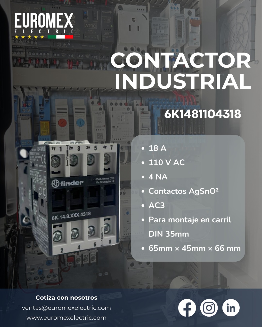 Esta línea está optimizada para el control de motores y cargas pesadas en entornos de automatización industrial. Se pueden combinar con los módulos de la serie 6K.T0 y 6K.T1 para ofrecer protección contra sobrecarga térmica.
Cotiza tu contactor industrial con nosotros.
www.euromexelectric.com
#contactorindustrial #tableroselectricos #arranquedemotores