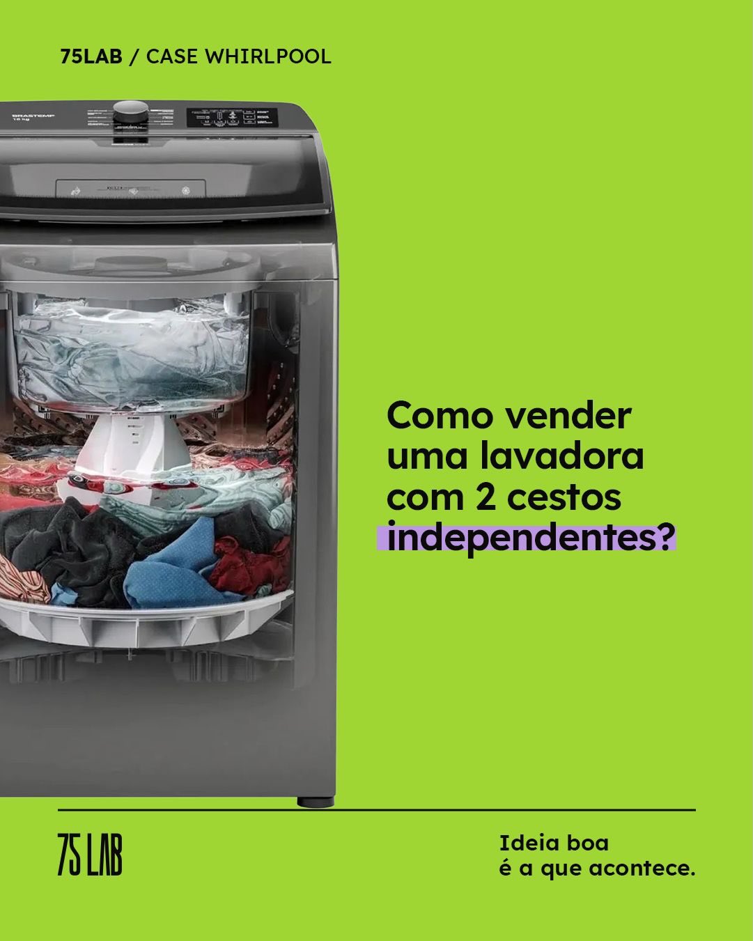 Ideia boa é a que acontece. No case Brastemp, transformamos tecnologia complexa em uma experiência visual intuitiva no PDV.