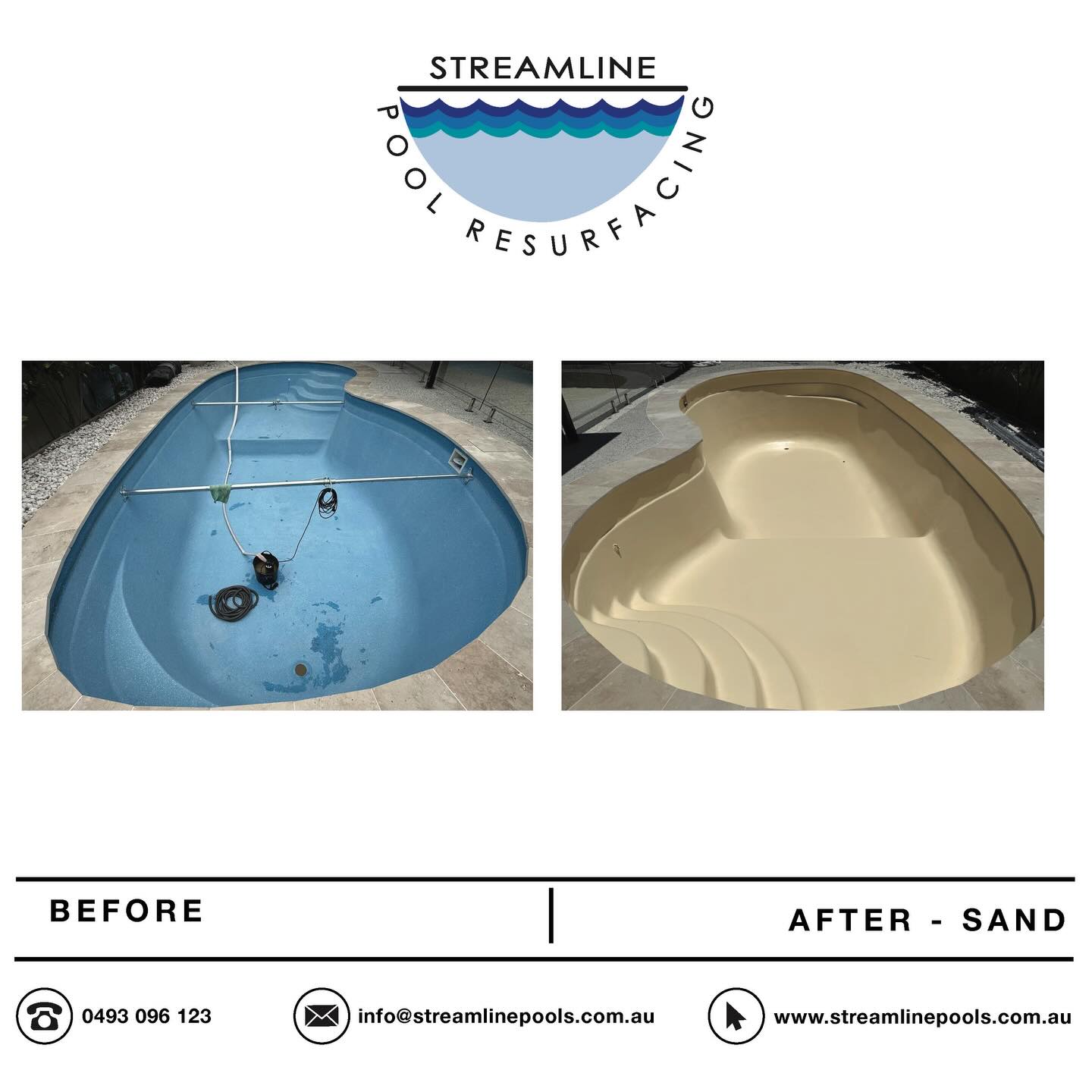 A before and after comparison of a recent job we completed located in Buderim, Sunshine Coast - chosen colour is sand 🤩
.
.
.
#streamlinepoolresurfacing
#resurface #swimmingpool
#australianbackyard #maintenance