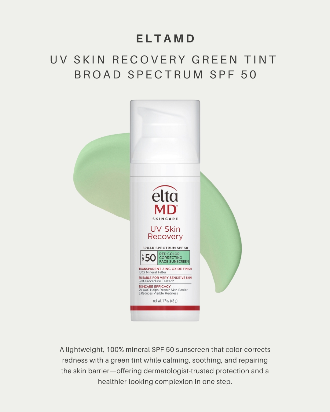 EltaMD UV Skin Recovery Red Color Correcting Green Tint Broad Spectrum SPF 50
Why we love it:
⭐️ Neutralizes redness with a subtle green tint
⭐️ Broad-spectrum SPF 50 for powerful UV protection
⭐️ Supports skin barrier recovery and calms sensitive skin
This product is designed to protect, soothe, and visibly correct redness while helping restore compromised skin. ✨
💫 How to use: Apply generously to face and neck as the final step in your morning skincare routine. Reapply as needed throughout the day.
🛍️ Available at ReNew 360
📞 Call: 520-618-0232
➤ Visit: 2732 N. Alvernon Way Tucson, AZ 85712
➤ Visit: www.renew360az.com
#ReNew360 #TucsonArizona #EltaMDUVSkinRecoveryRedColorCorrectingGreenTintSPF50