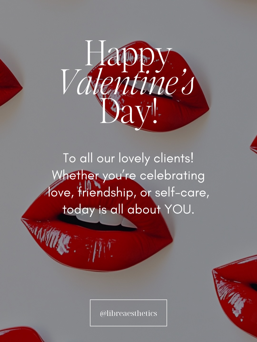 Happy Valentine’s Day from all of us at Libré Aesthetics 💖
Today, we’re celebrating love in all its beautiful forms: self-love, friendship, romance, and the little moments that make your heart glow. ✨
May your day be filled with confidence, joy, sweet surprises, and a reminder that you deserve to feel radiant every single day.
Here’s to glowing skin, full hearts, and loving yourself a little extra. 💋💕
With love,
Libré Aesthetics
#wheaton #naperville #valetines #love