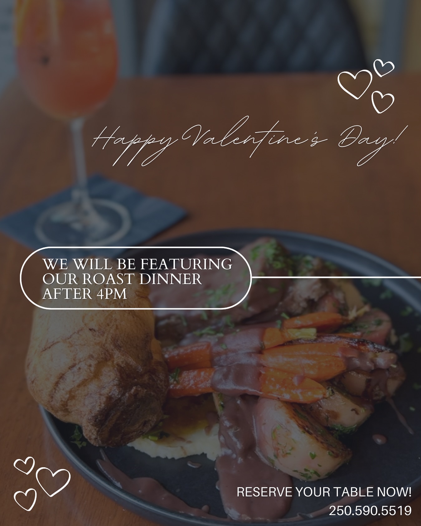 Love is in the air… and so is the smell of roast dinner 🤍
We’re serving a Valentine’s Roast dinner, paired with grilled asparagus, sautéed honey Cardamom kale, garlic mashed potatoes, gravy, and yorkshire pudding, starting at 4pm tomorrow! Call 250.590.5519 to reserve your table now! 💕
.
.
.
#yyj #localyyj #yyjloveslocal #yyjfood #yyjfoodie #yyjfoodscene #yyjfoods #valentinesdayspecials #yyjvalentinesday #esquimalt #esquimalt5k #victoriabccanada #victoriaeats
