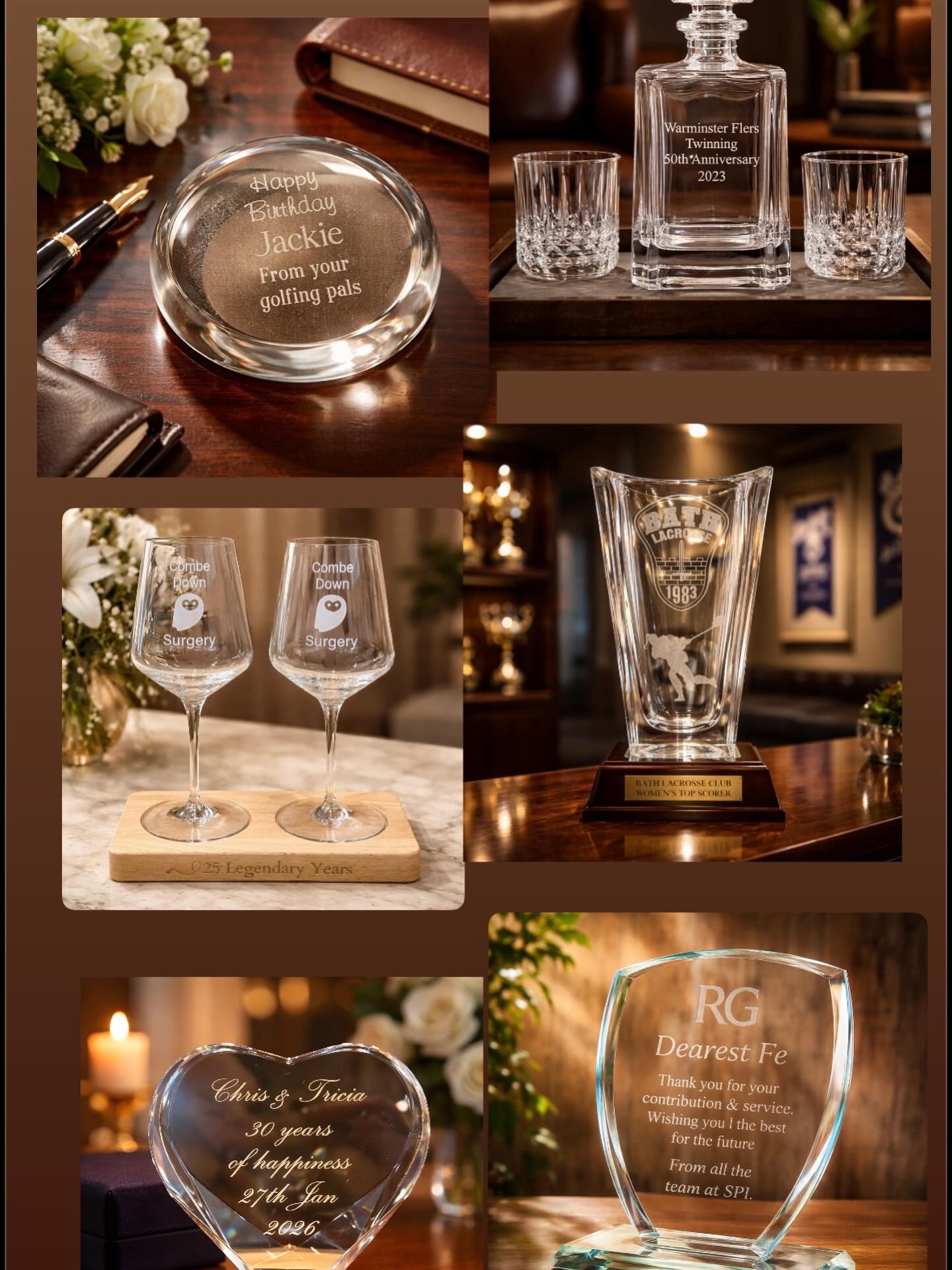 Lovely bits of glassware supplied and engraved by us 😊