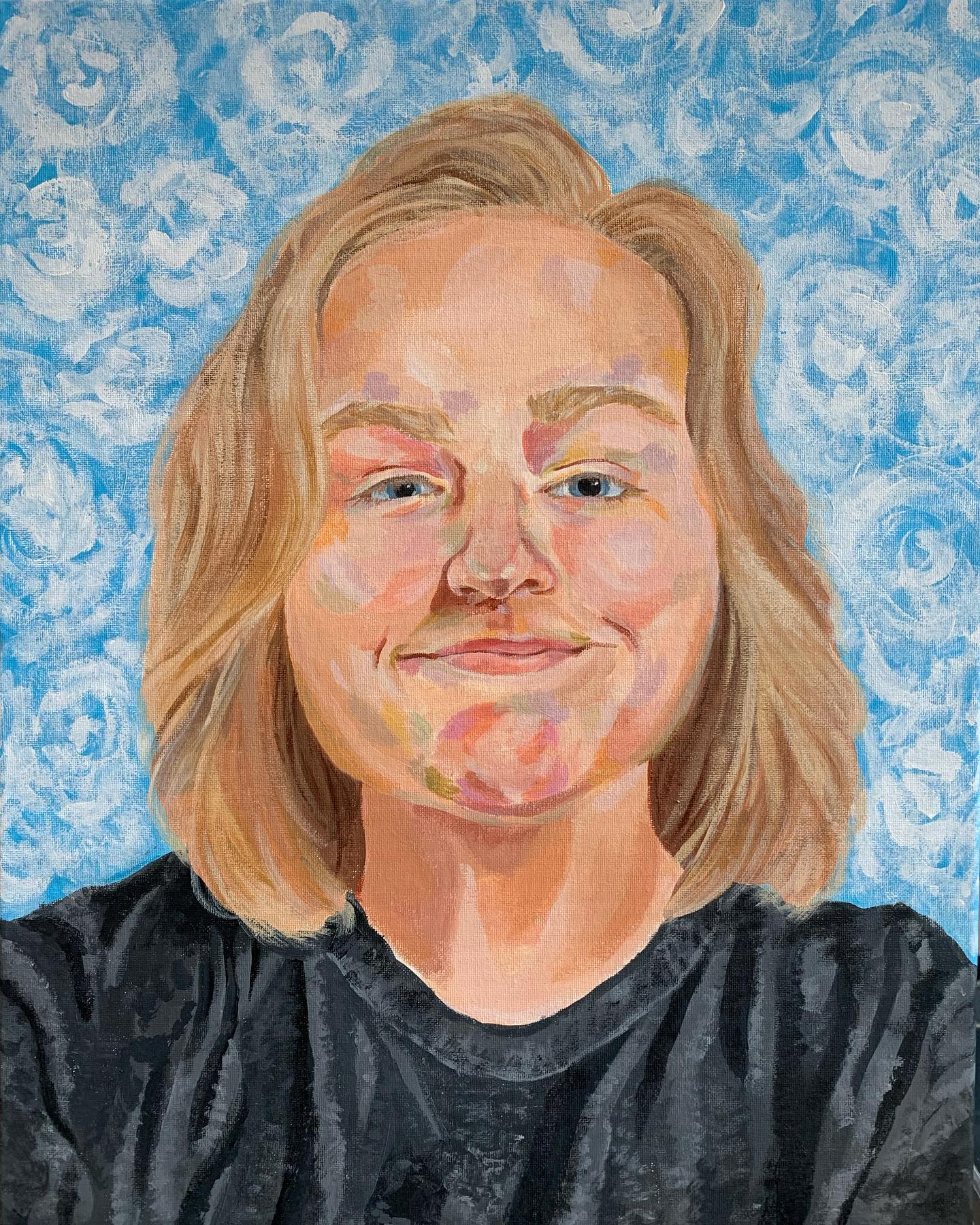 my final for my painting class this semester… yet another self portrait :) but at least in this one I’m smiling!
16” x 20”
Acrylic Paint on Canvas