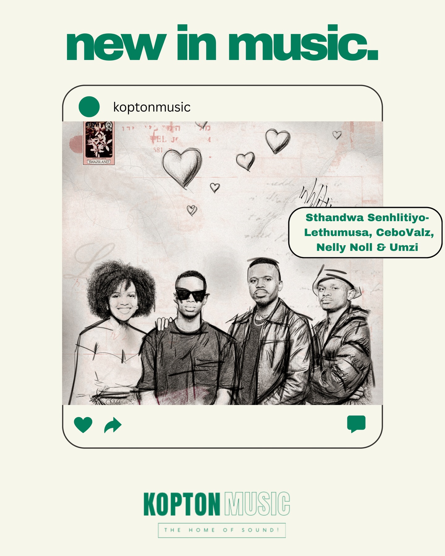 We’re starting our Monday with new music from @nelly_noll , @lethumusa101 , @cebovalz and @umzi_omhle titled “Sthandwa senhlitiyo” in celebration of Valentine’s Day this past weekend.😻🇸🇿Stream it with the link in our story!
#koptonmusic #newmusic #nellynoll #valentinesday #inhlitiyo