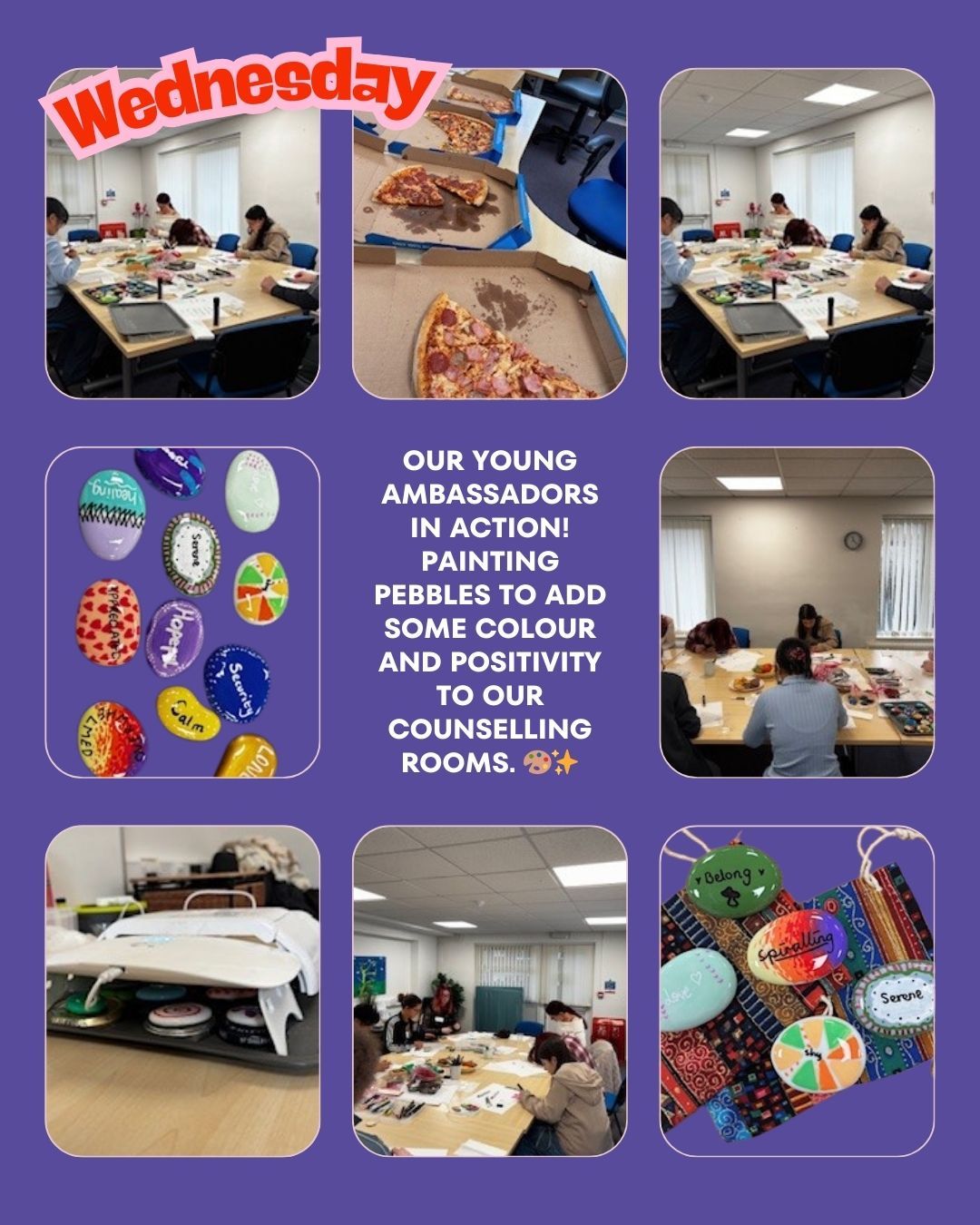Seven of our Young Ambassadors have been busy this morning spreading creativity and positivity at Youthline! 🎨💛 Jenny has been showing them her skills as they paint pebbles to brighten our counselling rooms, with support from Emily. Using the UV lamp, they’ve been setting the resin to preserve their designs.
A well-deserved pizza treat followed for all their hard work, and there’s more creative fun planned this afternoon! We’re so proud of these young people for helping make Youthline a brighter, more welcoming space. 🌟
#YouthAmbassadors #CreativeWellbeing #YouthlineCares #PositiveSpaces