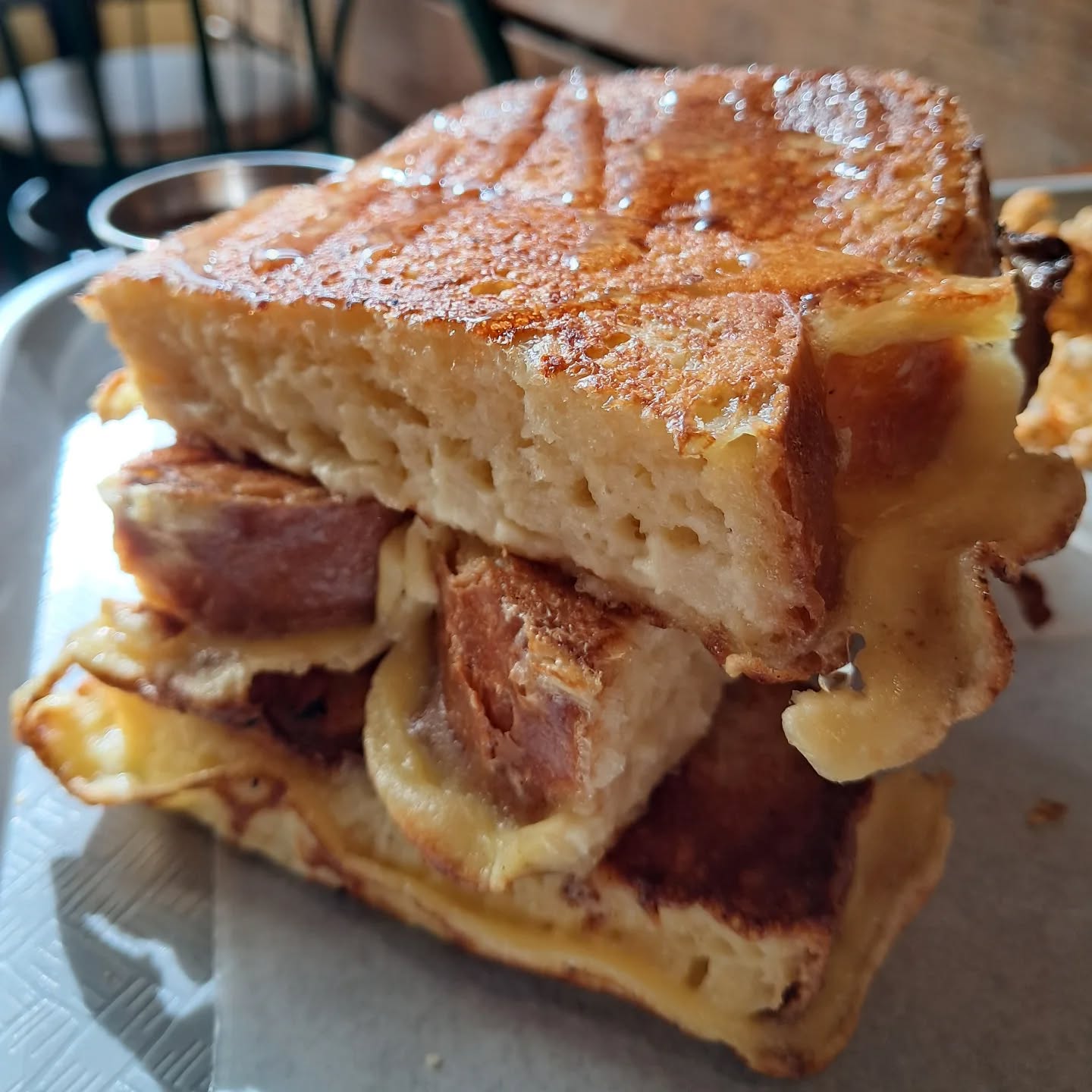 A special I got at @eatkitchentable a few days ago. Brioche French Toast Sticks that were so properly custardy, hot, and delicious. I love the log cabin stack approach to the plating and it was served up with a nutty syrup for dunk or drizzle.
There's always a good reason to stop by KT and especially now as the road construction and building construction is a maze and it might be a good time to be their guest.
Don't let construction stop you from Connecting With Food!