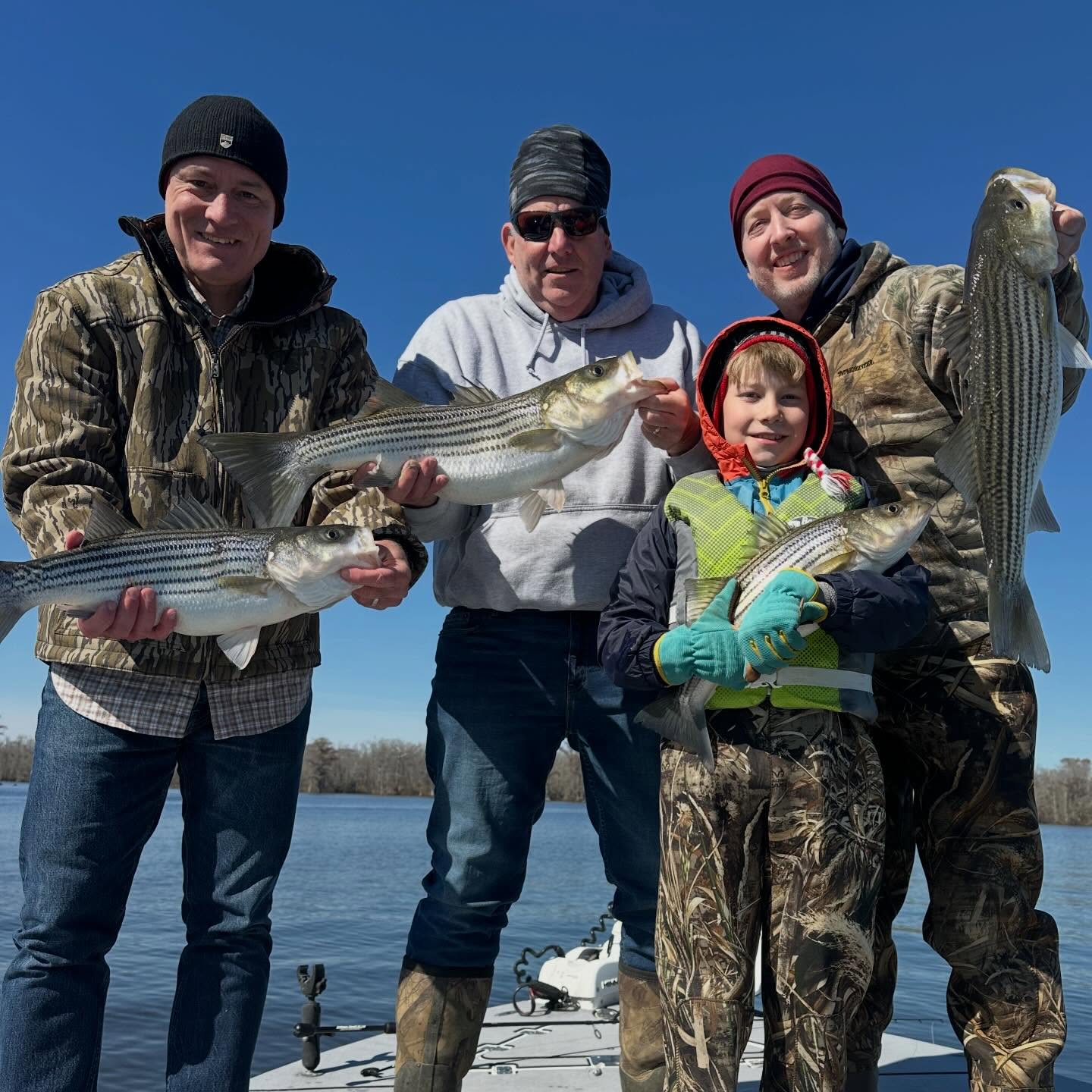 When’s it’s a tough day, the tough catch fish! Jim’s crew stuck with it, caught a few fish throughout the morning then fell right into em! Enjoyed it guys! #takeakidfishing #striper #striperfishing #winterfishing #inshorefishing