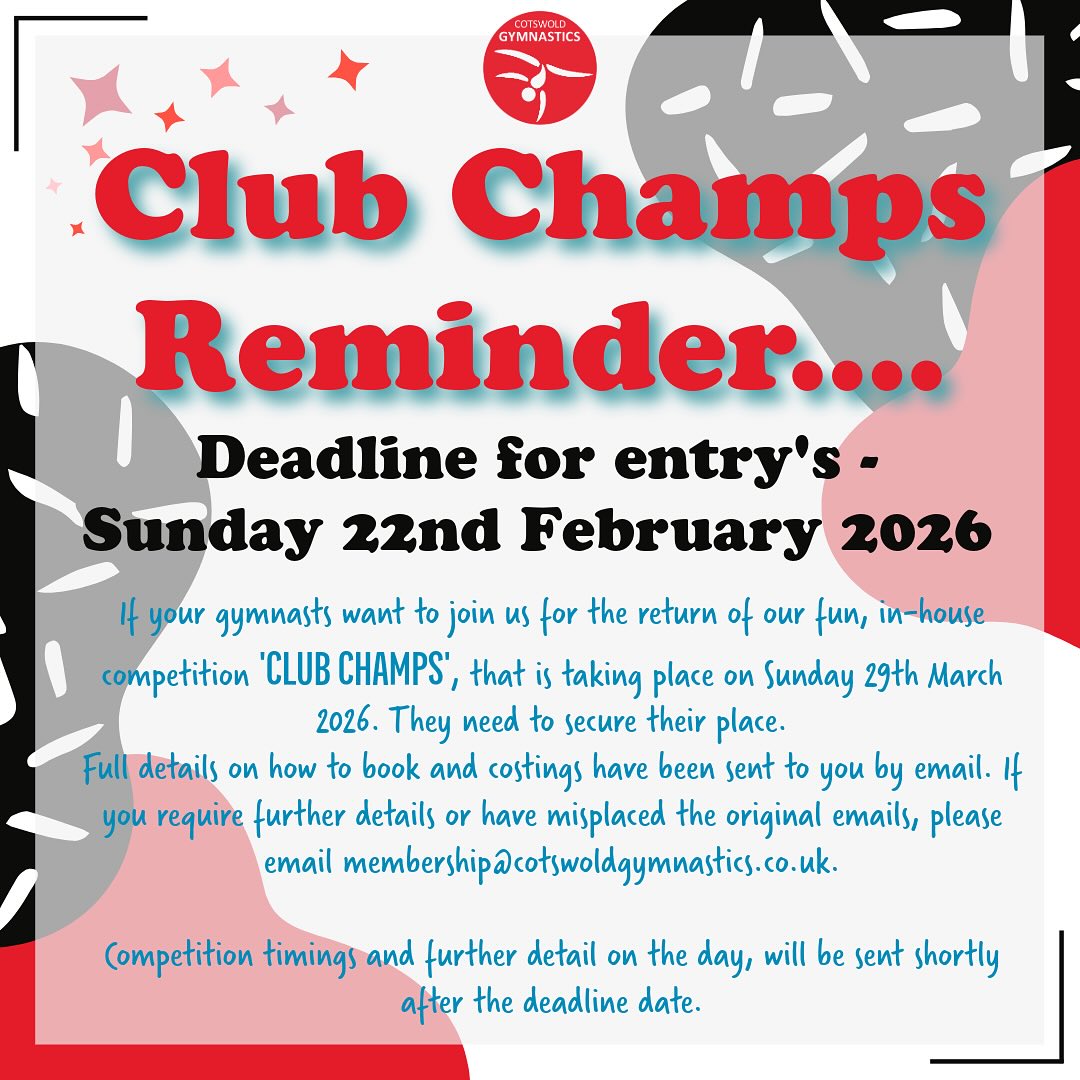 ✨🏅CLUB CHAMPS 🏅✨
If you have any questions, please don’t hesitate to contact us! All details listed below 👇
✉membership@cotswoldgymnastics.co.uk
💻www.cotswoldgymnastics.co.uk
-—————————————
#cotswoldgymnasticsclub #cotswoldgymclub #gymnastics #cirencester #ciren #cirencesterclubs #thingstodoincirencester #thingstodoinciren #cirencesterlife #cirencesterbusiness #cirencesterrocks #cirencestermums #cirencestertown #cirencesterlocals #cirencesterevents #newclass #newevent #gloucestershire #gloucester #gloucestershirelife #gloucstershireevents #cotswolds #cotswoldslife #thecotswolds #cotswoldsevents #discovercotswolds #kidsactıvıtıes