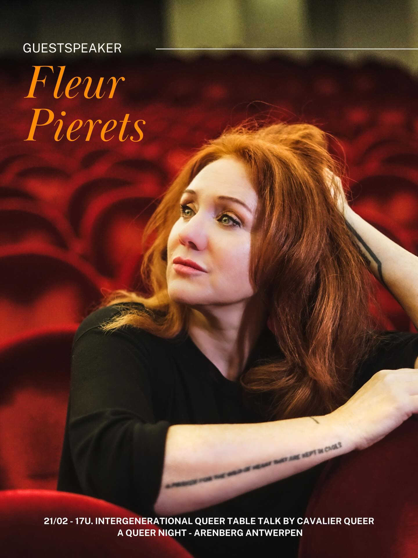 @fleurpierets is een gastspreker in onze intergenerationele queer table talks voor A Queer Night op 21/02 om 17u in @arenberg_antwerpen Met haar schuiven we aan een tafel die nog niet gebouwd is. Misschien moeten ook de stoelen opnieuw worden uitgevonden. In haar werk verweeft ze kunst en activisme en kijkt hoe macht zich nestelt in onze meest intieme ervaringen. Ze bevraagt identiteit, liefde en zichtbaarheid omdat die niet vanzelf ontstaan, maar worden gevormd, begrensd en gereguleerd door maatschappelijke structuren. Als auteur, filmmaker, artiest en spreker onderzoekt ze hoe queer levens zich bewegen binnen normering en politieke contexten, en hoe andere vormen van samenkomen denkbaar worden. Andere gastssprekers zijn filosoof @avery.sofie en kunstenaar @sarahmapleart . Moderatoren zijn @nele_janssens @marijn8en en intro door @biemdhondt. Dit is de enige Engelstalige table talk in de reeks. Gratis maar wel inschrijven via de link in onze bio of via de Arenberg site.
Foto by @marijn8en in @arenberg_antwerpen
De IQTT’s worden gefilmd en gefotografeerd. Met steun van verschillende erfgoed en culturele instellingen en de Vlaamse Overheid.
#tabletalk #machtsverhoudingen #rulesrolesrevolt #fleurpierets #cavalierqueer