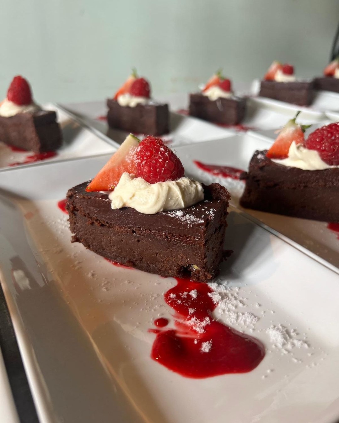 Round off any meal with a deliciously gooey chocolate torte - always fresh, always home-made #yorkcaterer #yorkvenues #eatlocal #eatyorkshire #weddings #eventcaterer #wedding2024 #homemade
