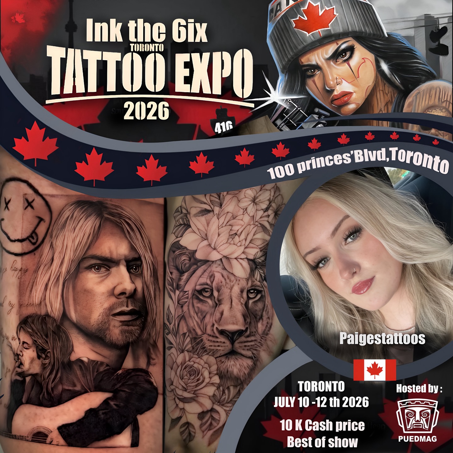 welcome @paigestattoos to the second edition of @inkthe6ixtorontotattooexpo happening this July 10-12, 2026, at the Enercare Centre! If you’re considering getting some new ink, don’t miss the chance to DM her directly—her talent is incredible! This is a perfect opportunity to add some art to your skin while celebrating the vibrant tattoo community here in Toronto. Let’s show our support and make this expo unforgettable! We the North, we are Toronto!