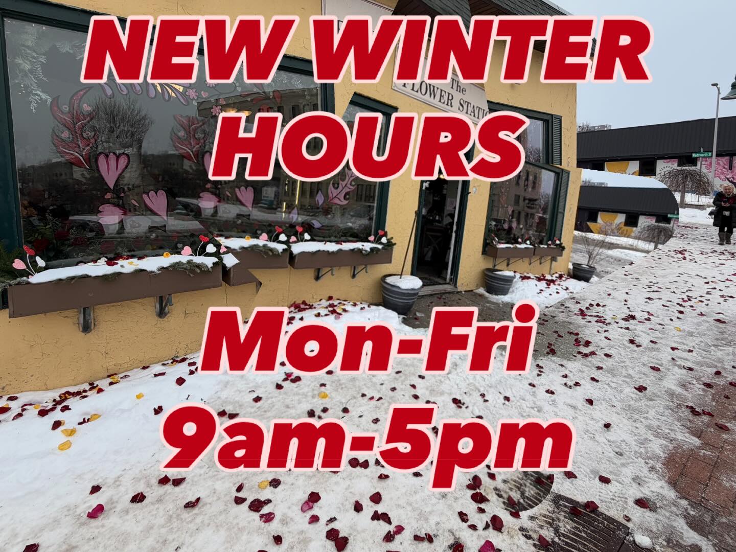 Through April 1st- new winter hours.
Monday-Friday 9am-5pm
Saturday 10-3