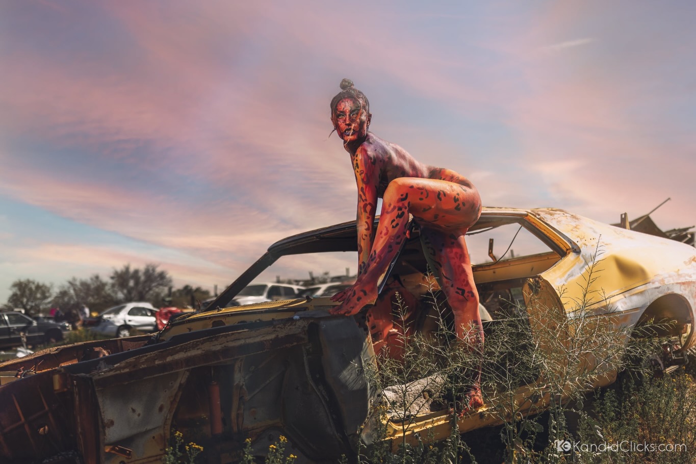 Waking up at 4:45am, painting myself for 6 hours and driving an hour to a junkyard to shoot with many talented photographers is absolutely how I want to spend a Saturday 📸
These photos from Rahul have blown me away. After seeing a post of his recent work, I knew I wanted to create with him! The angles, details, coloring… all compliment the body paint so well and I’m honored to have worked together! More in the future 🐆✨