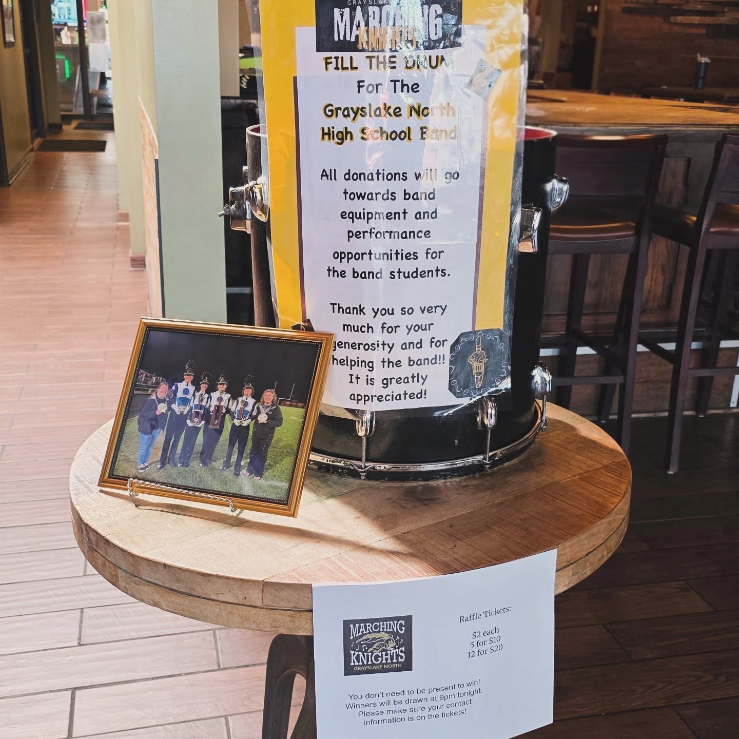 Come help us Fill The Drum at today's GNHS Marching Band Dine 'n' Share! Join us today for Lunch or Dinner as we Donate a percentage of our food sales back to the School!