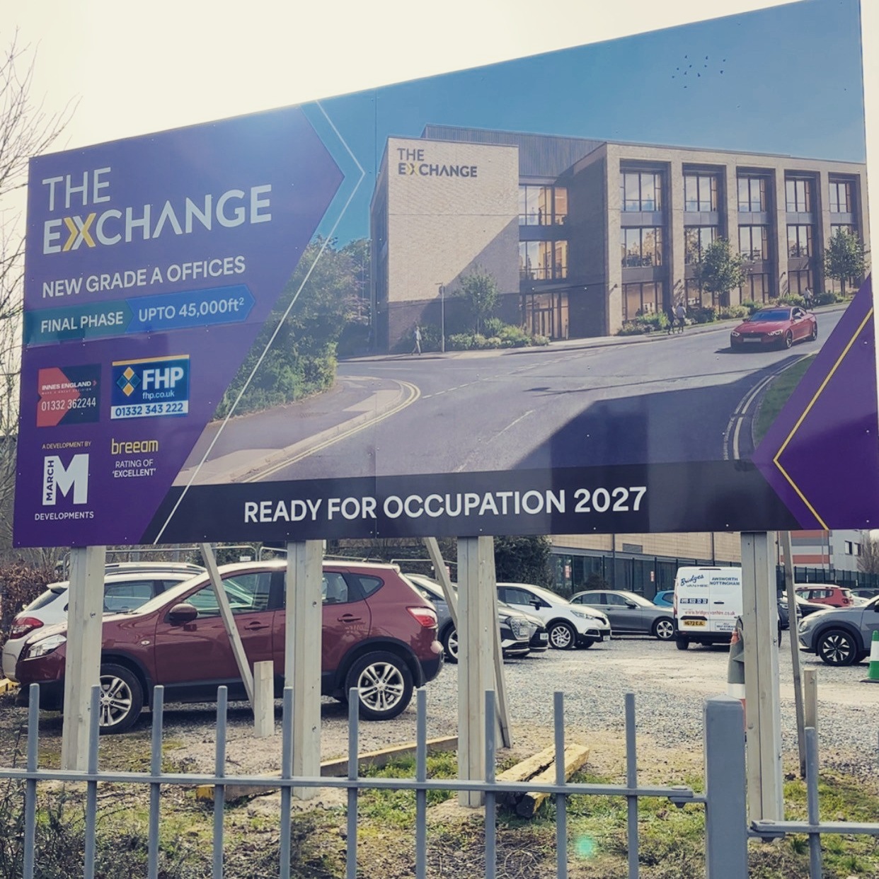 20 x 10 ft metal site board on posts fitted today for @marchdevelopments in Pride Park Derby 😍