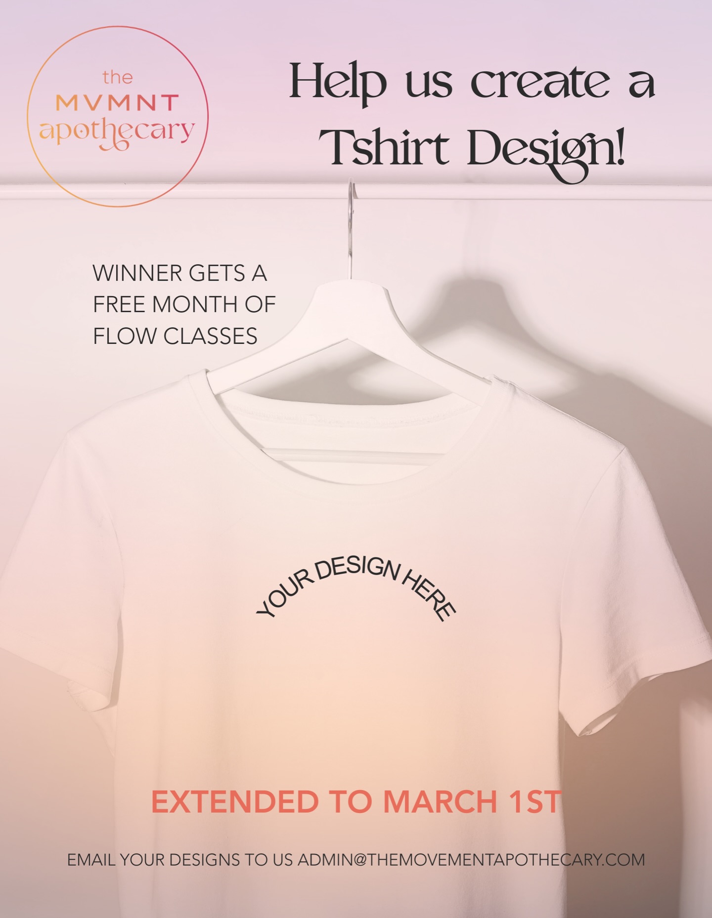 ✨Date Extended!✨
We are extending our Tshirt Design Contest to the end of the month!
Send your submissions by email to admin@themovementapothecary.com
We are open to all styles and designs that make you think of TMA. Our name is not needed in the design.
#giveaway #contest #jointhemovement #fortcollins