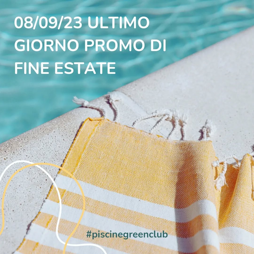 Oggi ultimo giorno per approfittare della PROMO FINE ESTATE!
👉Ingresso doppio con 1 ombrellone e 2 lettini -40% di sconto solo per ACQUISTO ONLINE WWW.PISCINEGREENCLUB.IT
👉 Ingresso singolo a soli 12€ acquisto in loco
Siamo aperti dalle 9:30 alle 19:30, ti aspettiamo per l'ultimo weekend della stagione 🙂
.
.
#piscinegreenclub
.
.
#estategreenclub #modenahospitality #piscinaamodena #piscinaestiva #estateinpiscina #estateitaliana #estateincittà #fuoritutto #ciaoestate