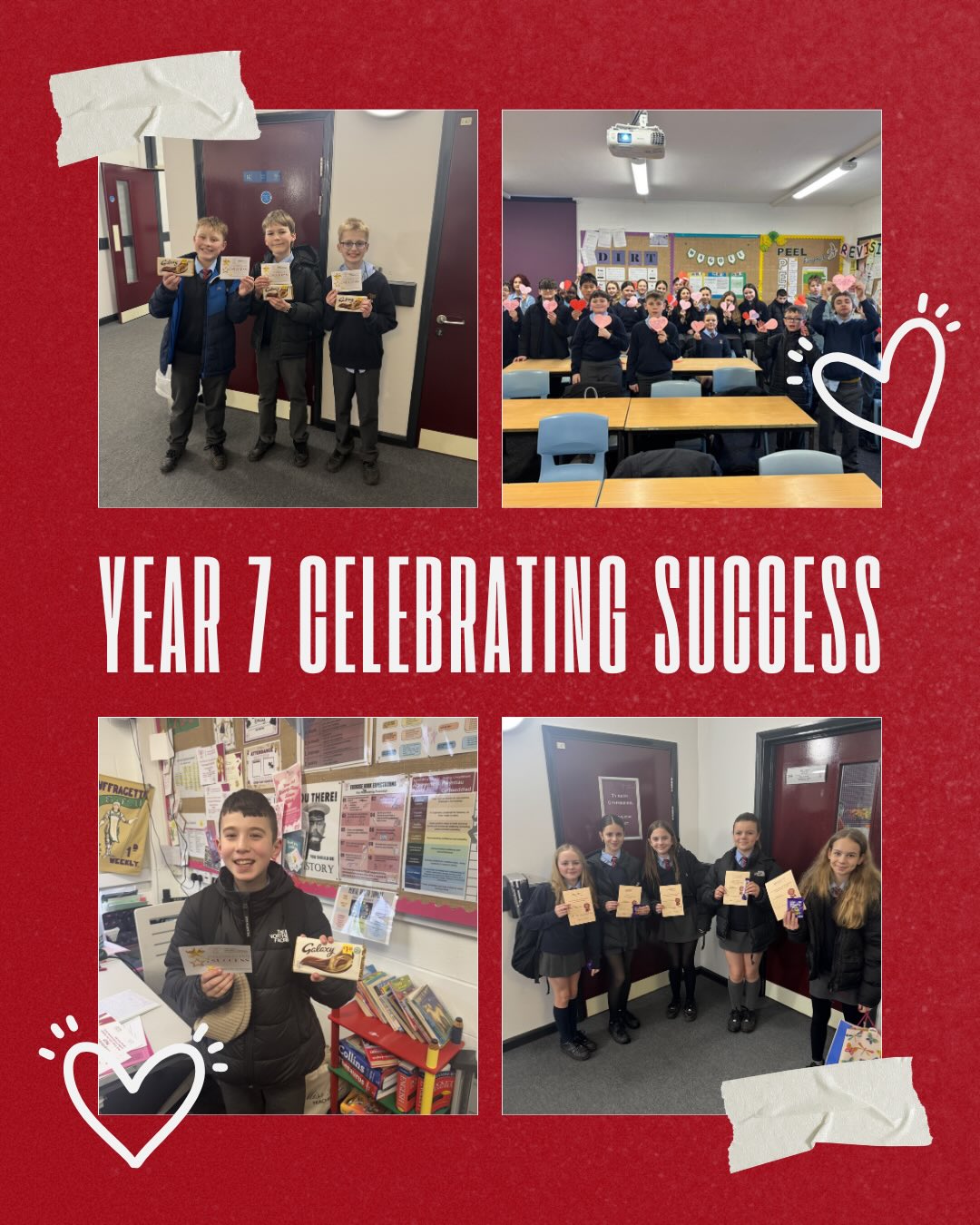 What an amazing half term for Year 7! ⭐ Fantastic attendance, hundreds of positive points and lots to celebrate.
🏆 7KLP – least behaviour points & most positive points
🏆 7SHF – best overall attendance
Students also ended the week by sharing thoughtful Valentine’s messages within their forms, promoting kindness and community ❤️
