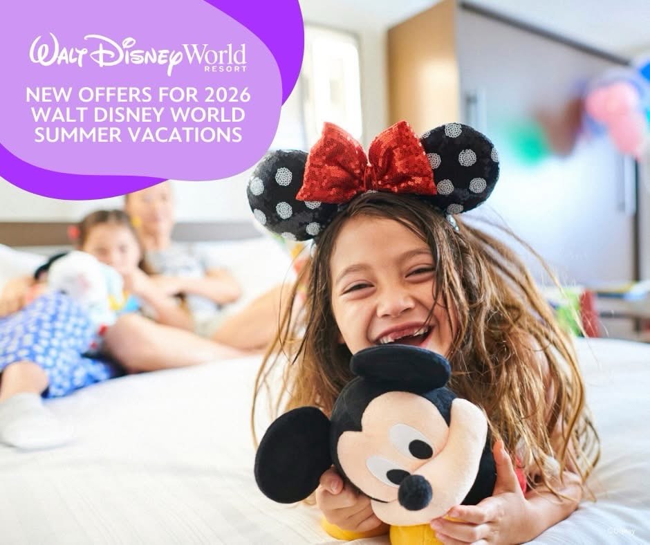 Take advantage of great new offers on summer vacations to Walt Disney World!✨Get a quote from our website linked in the bio.