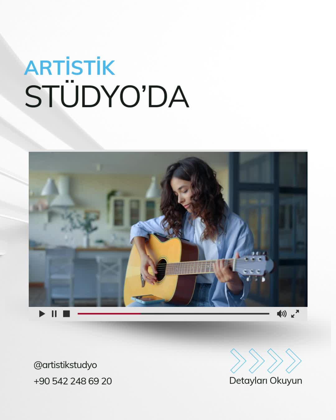 Gitar eğitimi, sadece notaları öğrenmek değil; müziği hissetmek ve kendinizi ifade etme biçiminizi keşfetmektir. Başlangıç seviyesinden ileri tekniklere kadar uzanan programlarımızla, teorik bilgiyi pratikle birleştirerek profesyonel bir temel oluşturuyoruz.
Gitar çalmaya başlamak, doğru rehberlikle sandığınızdan çok daha kolay ve keyiflidir. Öğrenci adaylarımızın en çok merak ettiği konuları, süreci şeffaflaştırmak ve doğru bir başlangıç yapmanızı sağlamak için bir araya getirdik.
#gitareğitimi #gitarkursu #gitardersleri #elektrogitar #klasikgitar #akustikgitar #artistikstüdyo #antalyagitareğitimi