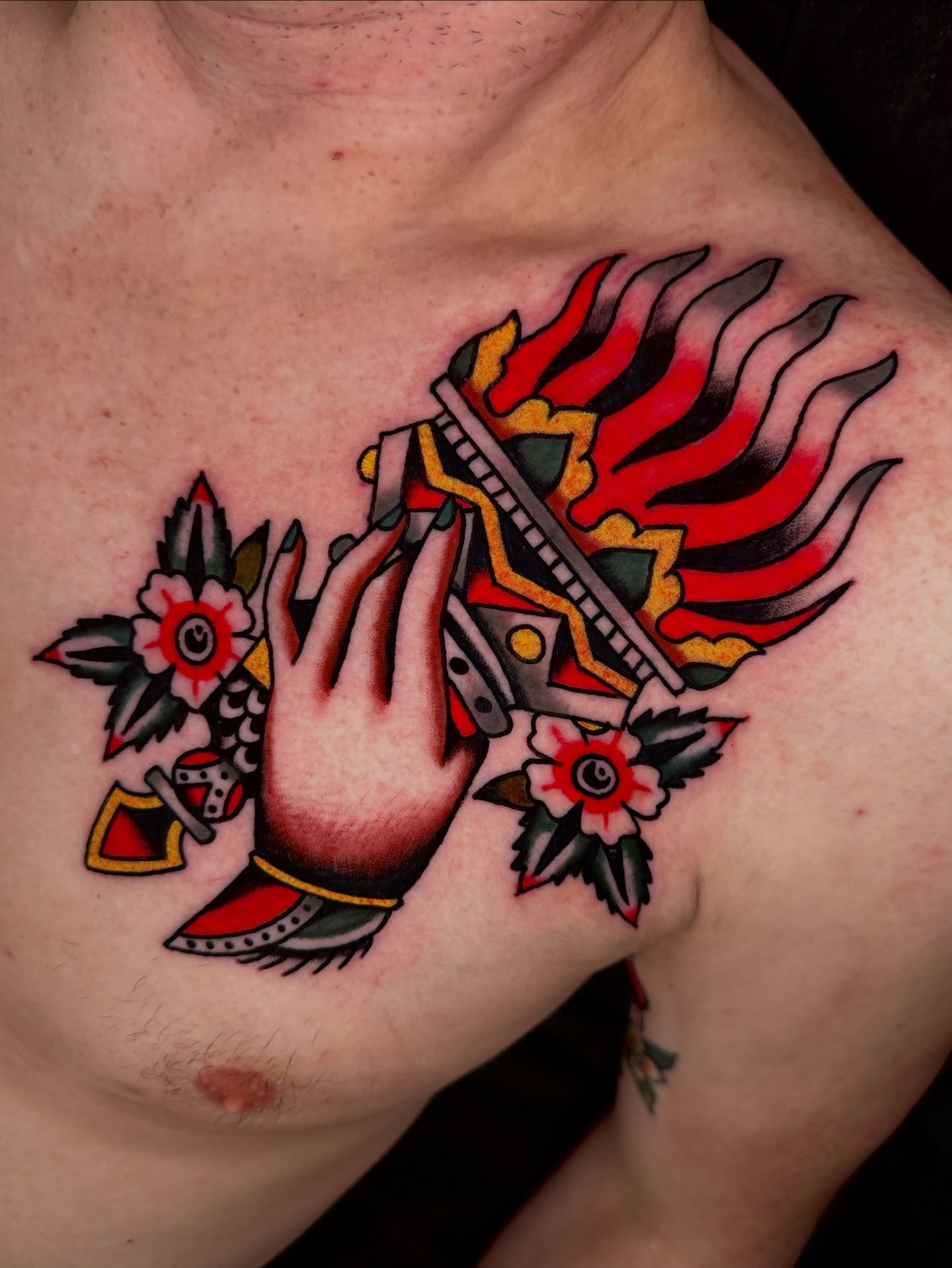 Hand holding a torch. Thanks Jeff! Done @travelertattoo_asheville #asheville #ashevilletattoo #ashevilletattooartist #nctattoo #northcarolina