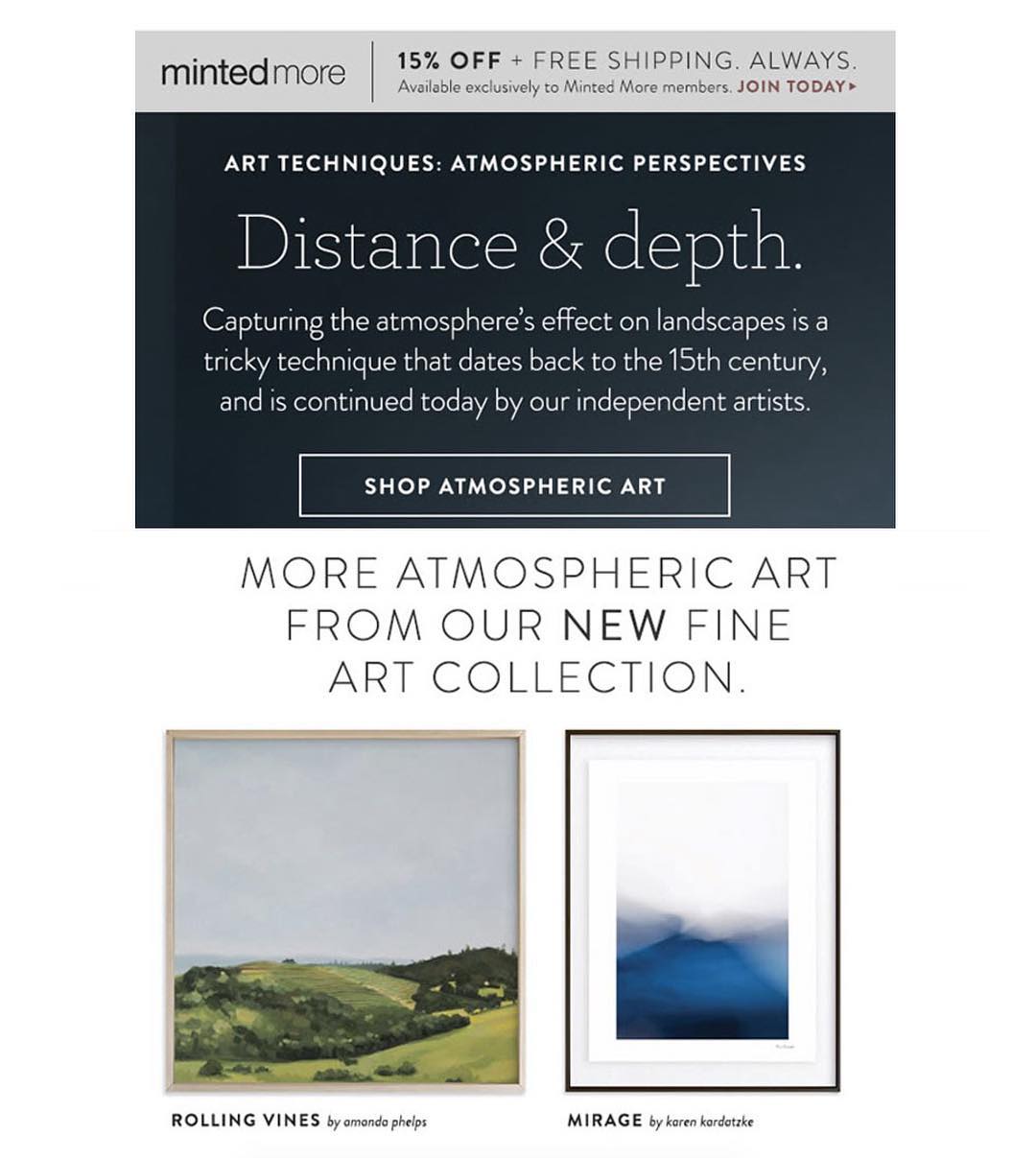 I am very humbled to have one of my paintings featured on the #minted weekly email #rollingvines #napa #oilpainting #landscapes #mintedart