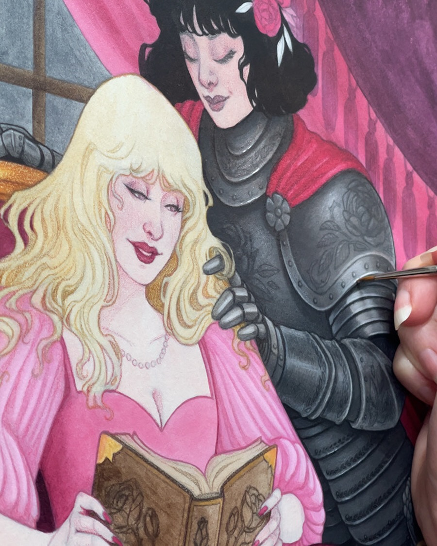 Happy Valentine’s Day! 🩷 Love is on my easel and my TBR this weekend. I hope love fills your life today and every day (& not only the romantic kind!)
Tell someone you love them. Read a book. Go for a walk. Pet a cat. Stay hydrated. Take care of yourself. 💕
#valentinesday #romantasy #fantasyromance #love #romanticart